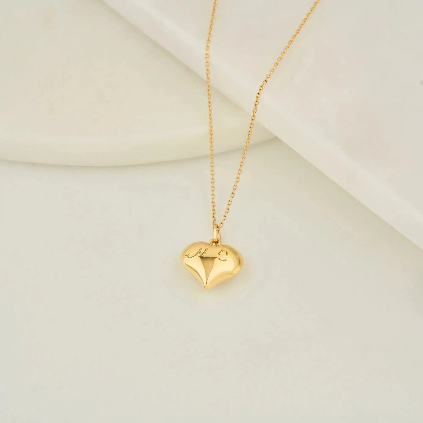 14K Gold Heart Necklace, Personalized Heart Necklace, Dainty Gold Heart Necklace, Solid Gold Necklace, Handmade Jewelry, Mothers Day Gift