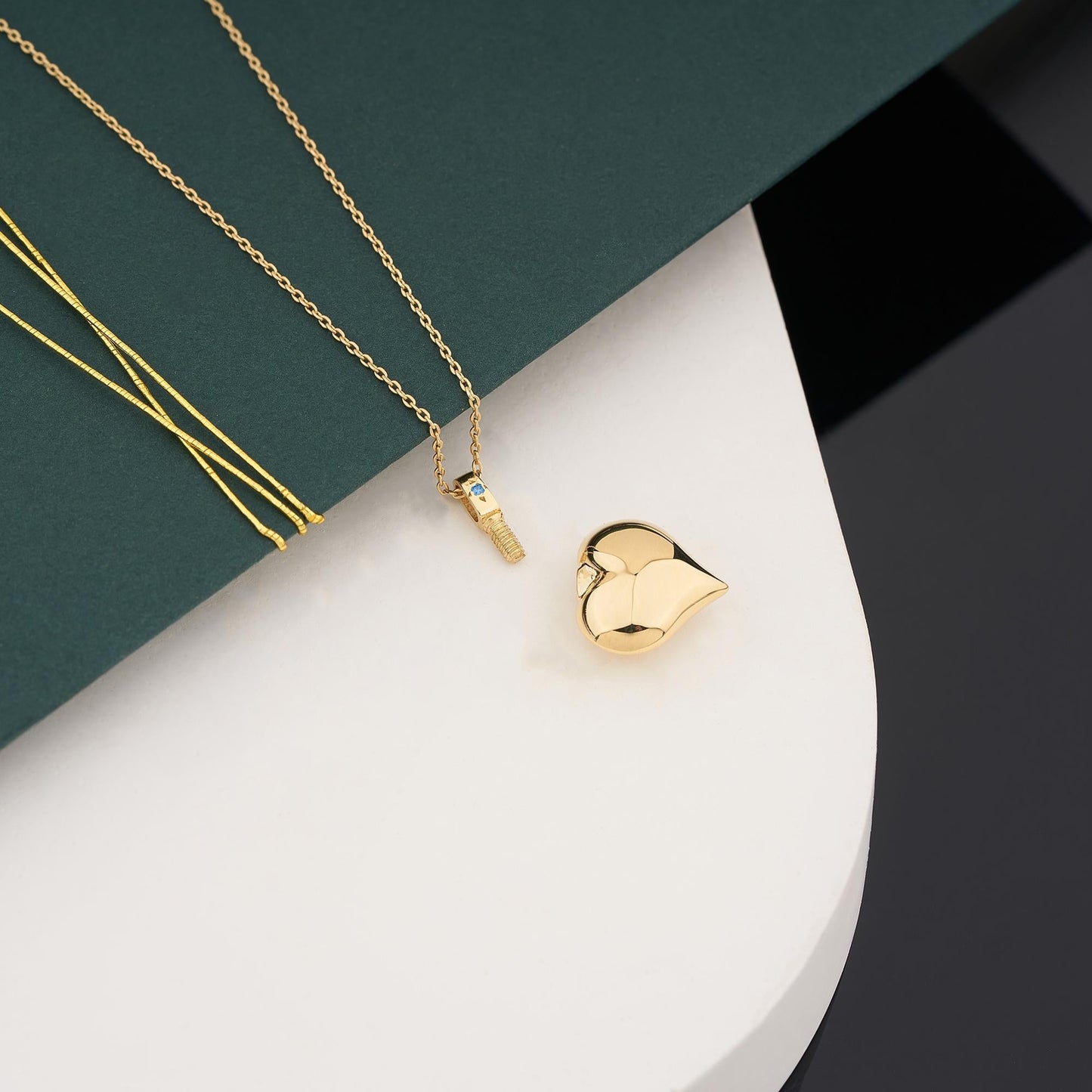 14K Gold heart urn necklace on delicate chain, personalized cremation jewelry Christmas gift