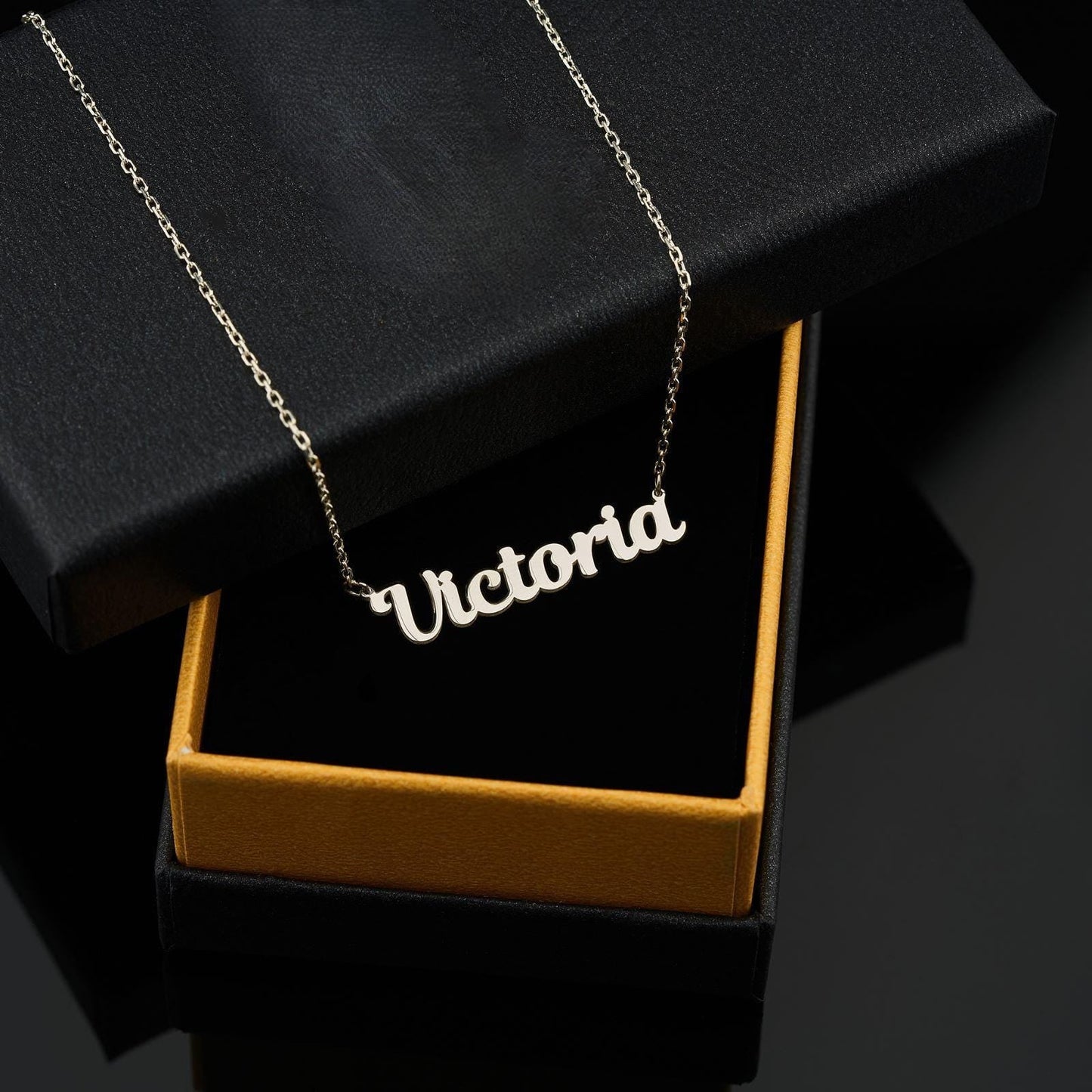 14K Solid Gold Custom Name Necklace Dainty Nameplate Personalized Minimalist Christmas Gift
