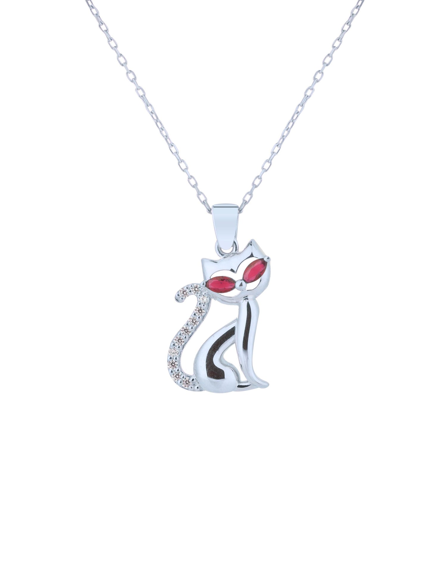 Birthstone Cat Necklace Silver Animal Pendant Marquise Cut Personalized Pet Jewelry Minimalist Lovers Gift