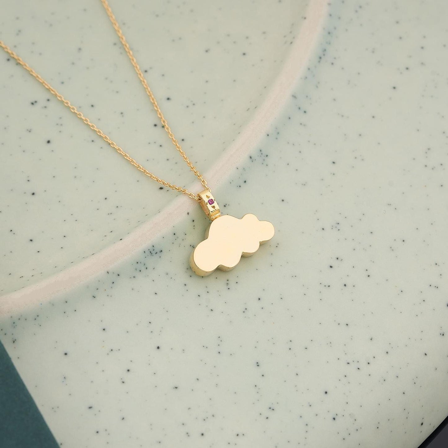 Cloud Urn Necklace Birthstone Silver Cremation Jewelry Custom Pendant for Human Pet Ashes Loss Gift