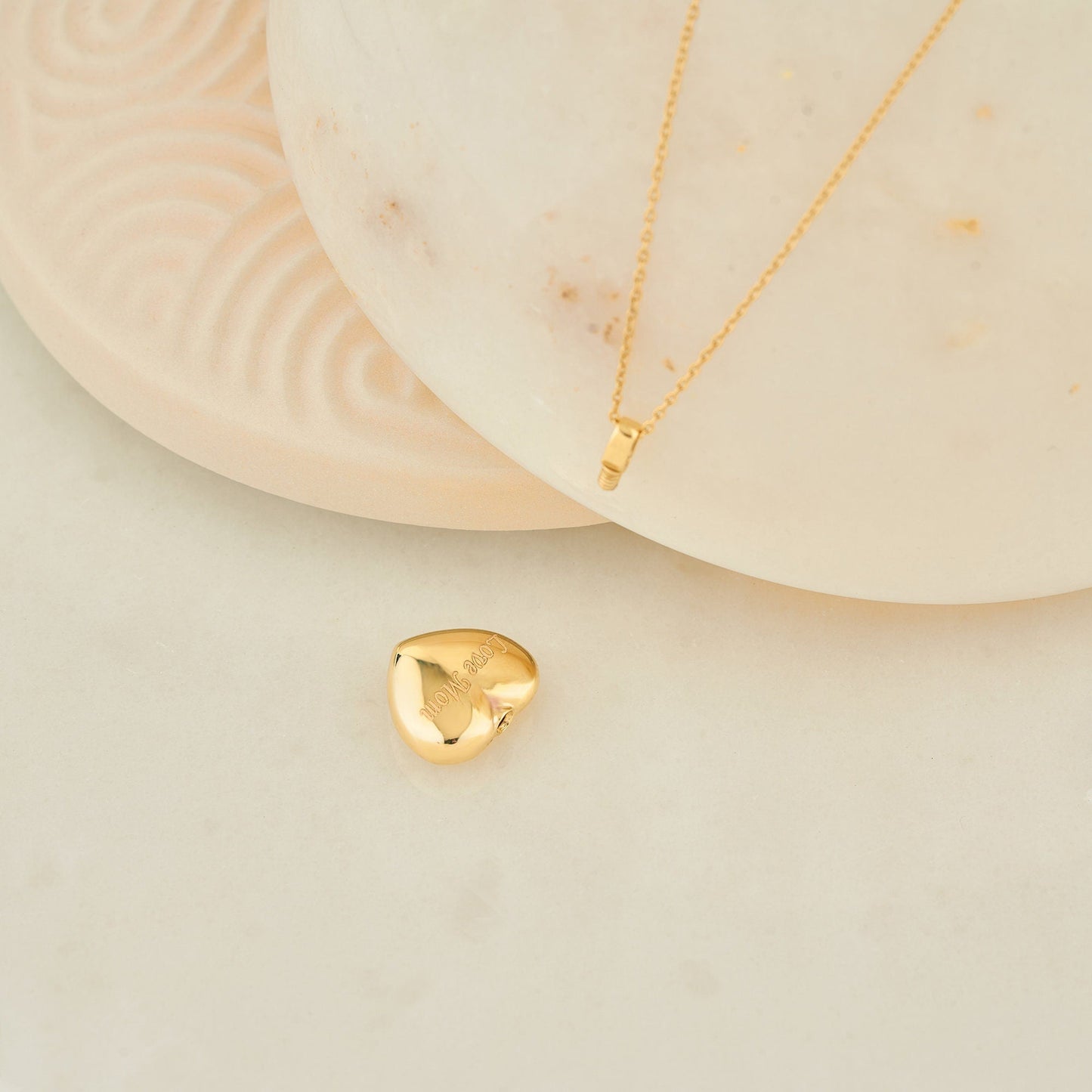 Cremation Urn Heart Necklace Personalized for Ashes Pendant 14K Solid Gold Memorial Pet