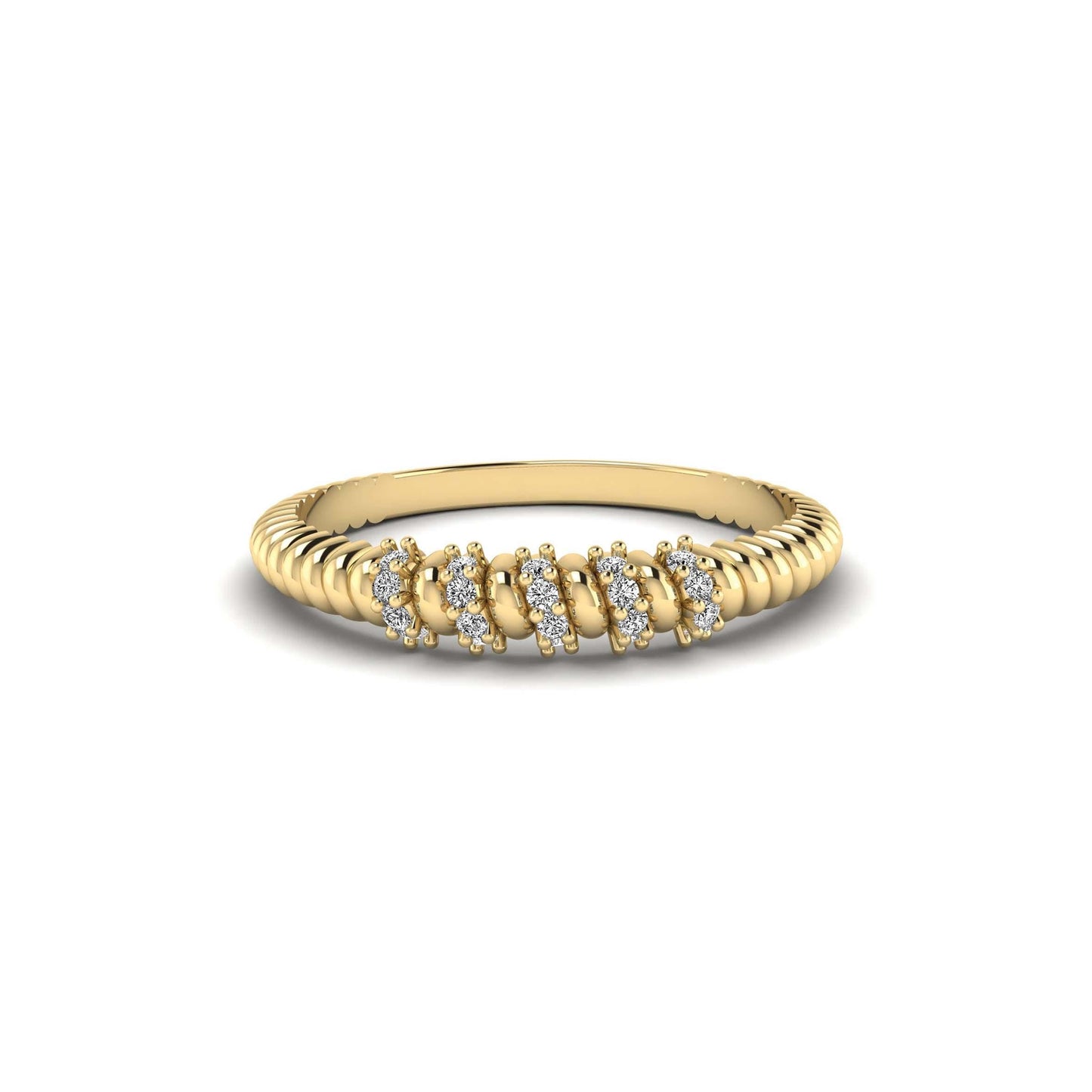 CZ Diamond Ring 14K Twisted Rope Dainty Minimalist Jewelry Thin Wedding Band Promise for Her Engagement