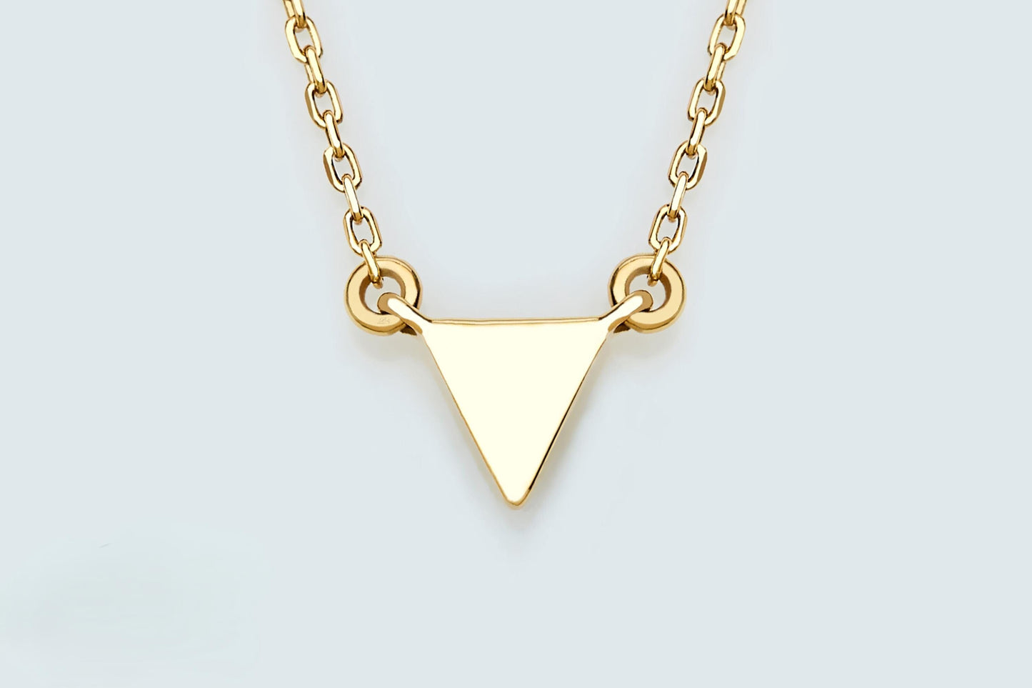 Dainty Triangle Necklace in 14k Solid Gold Simple Geometric Pendant Delicate Jewelry Great for Stacking or Birthday Gift
