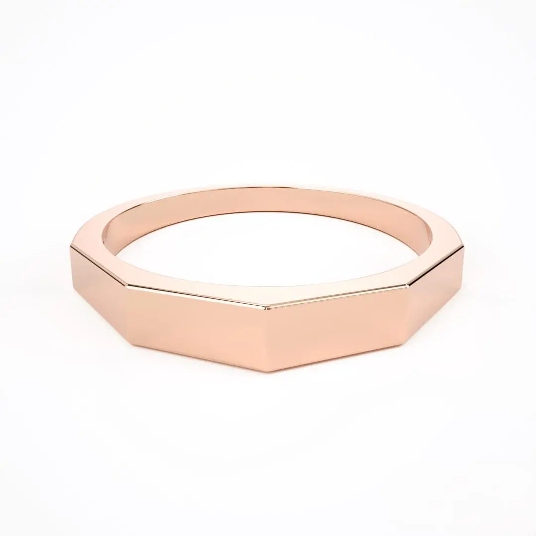 Geometric Design Ring Bolt Shape Octagon 14K Solid Gold Ring,Dainty Gift for Girlfriend Her
