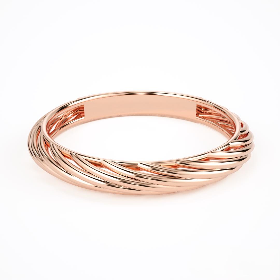 Gold Twist Ring Braided Twisted Rope Band Wedding Minimalist Stacking 14k Solid Unique Gift for Her Promise