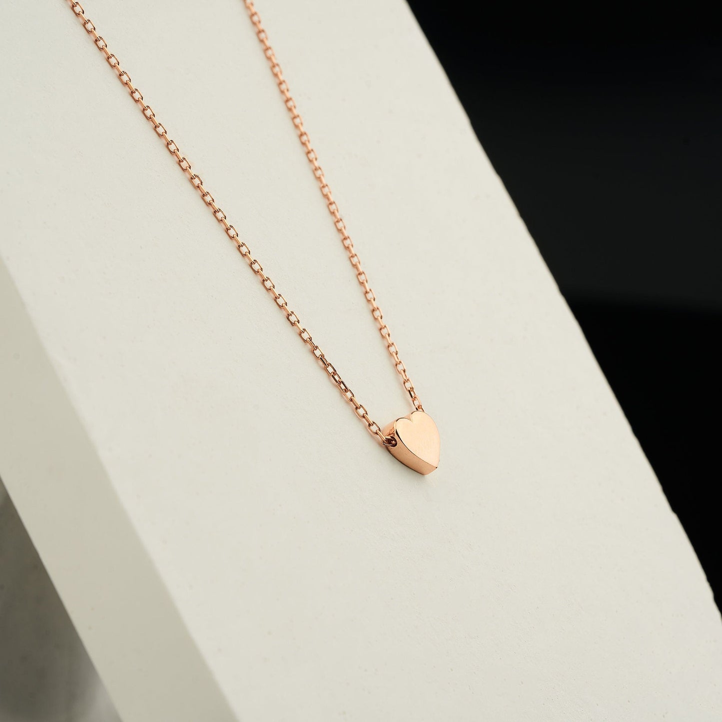 Heart Necklace 14K Gold | Solid Pendant | Engraved initial | Dainty | Bridesmaid Gift