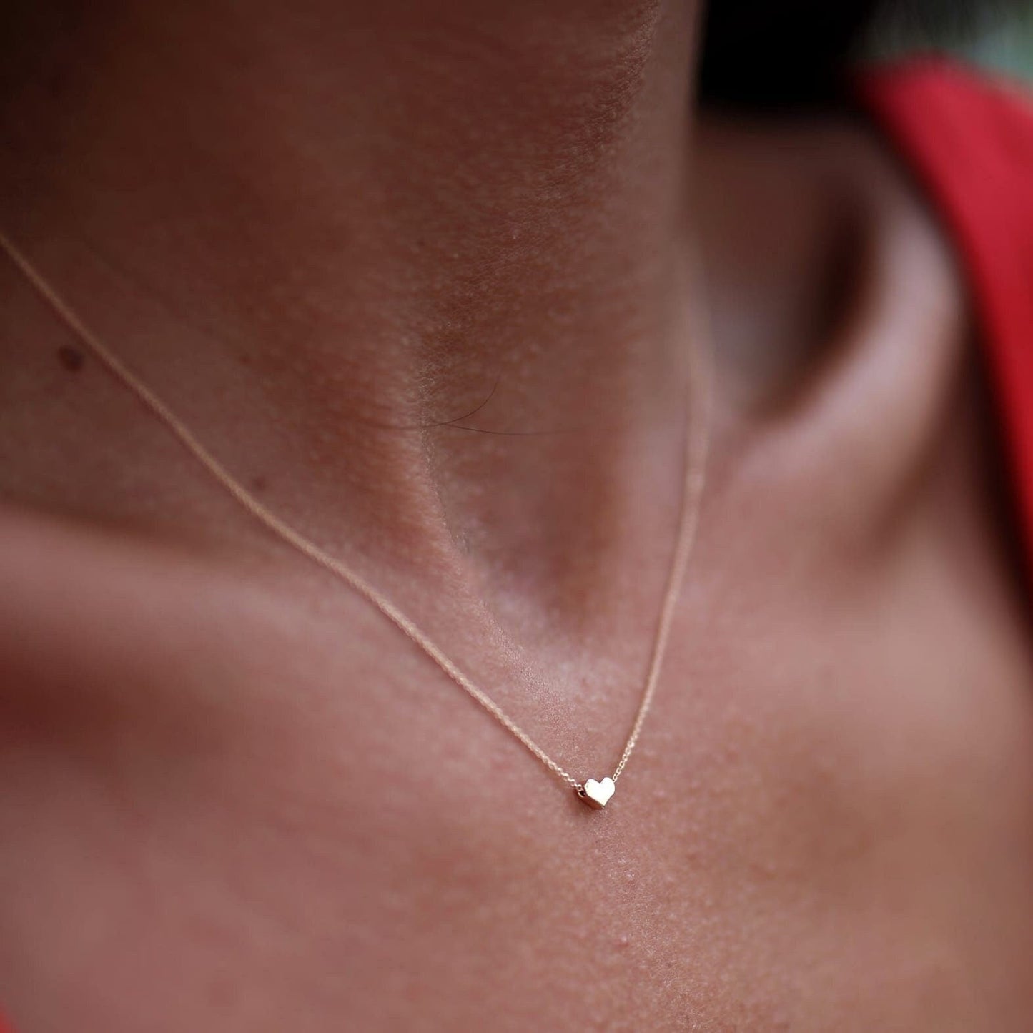 Heart Necklace 14K Gold | Solid Pendant | Engraved initial | Dainty | Bridesmaid Gift