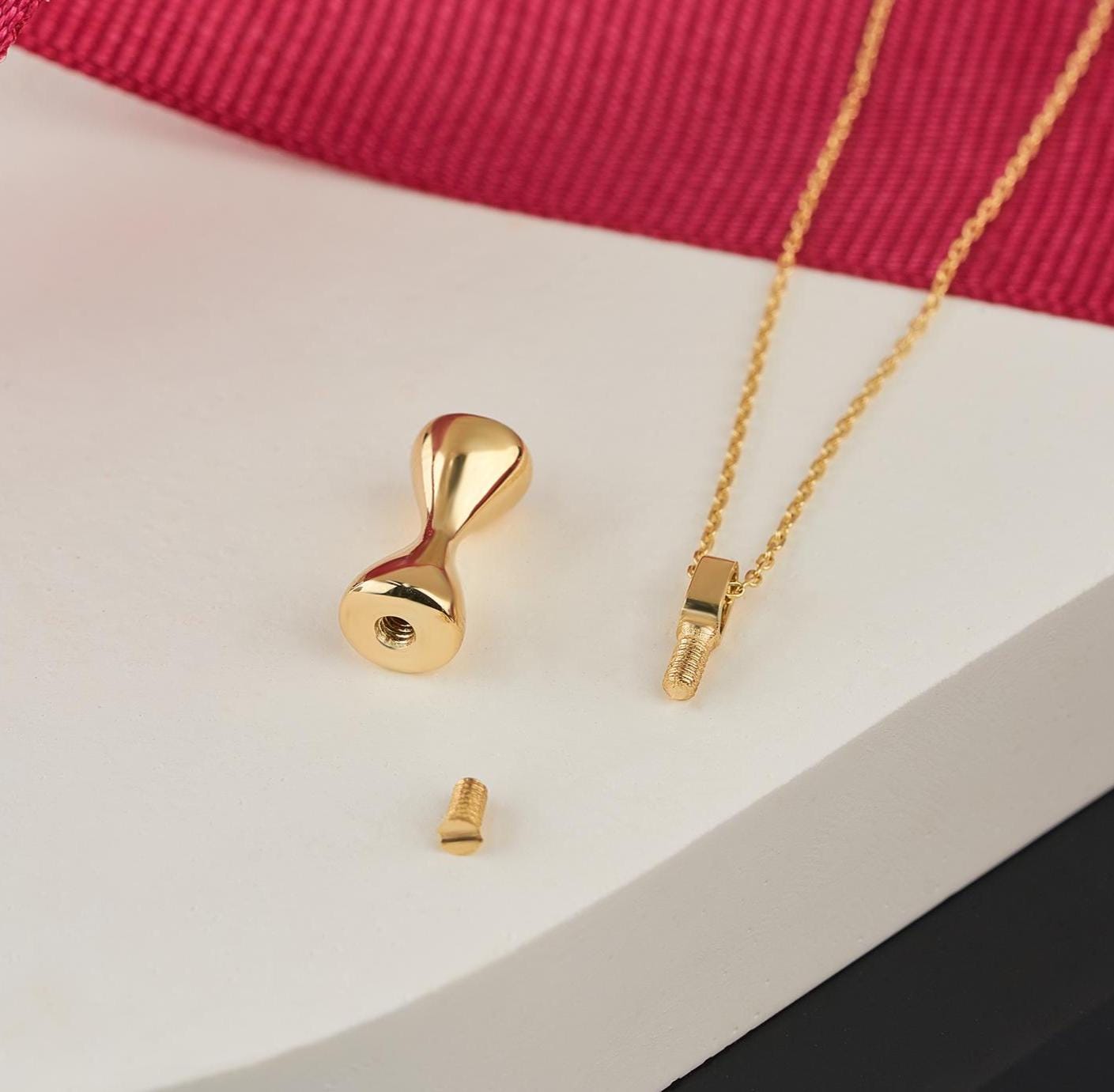 Hourglass Urn Necklace Double Compartment Silver Cremation Jewelry Human Ashes Sympathy Gift Loss of Mom and Dad