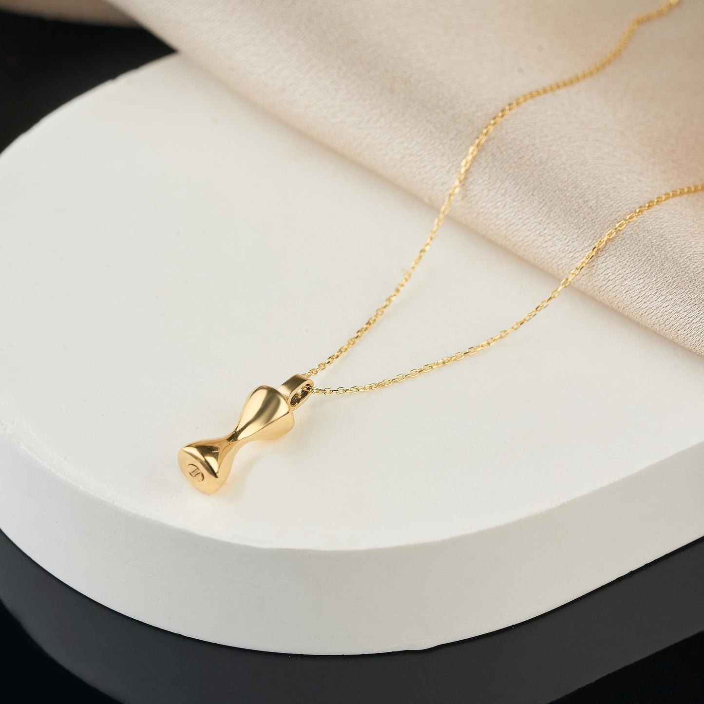 Hourglass Urn Necklace Double Compartment Silver Cremation Jewelry Human Ashes Sympathy Gift Loss of Mom and Dad