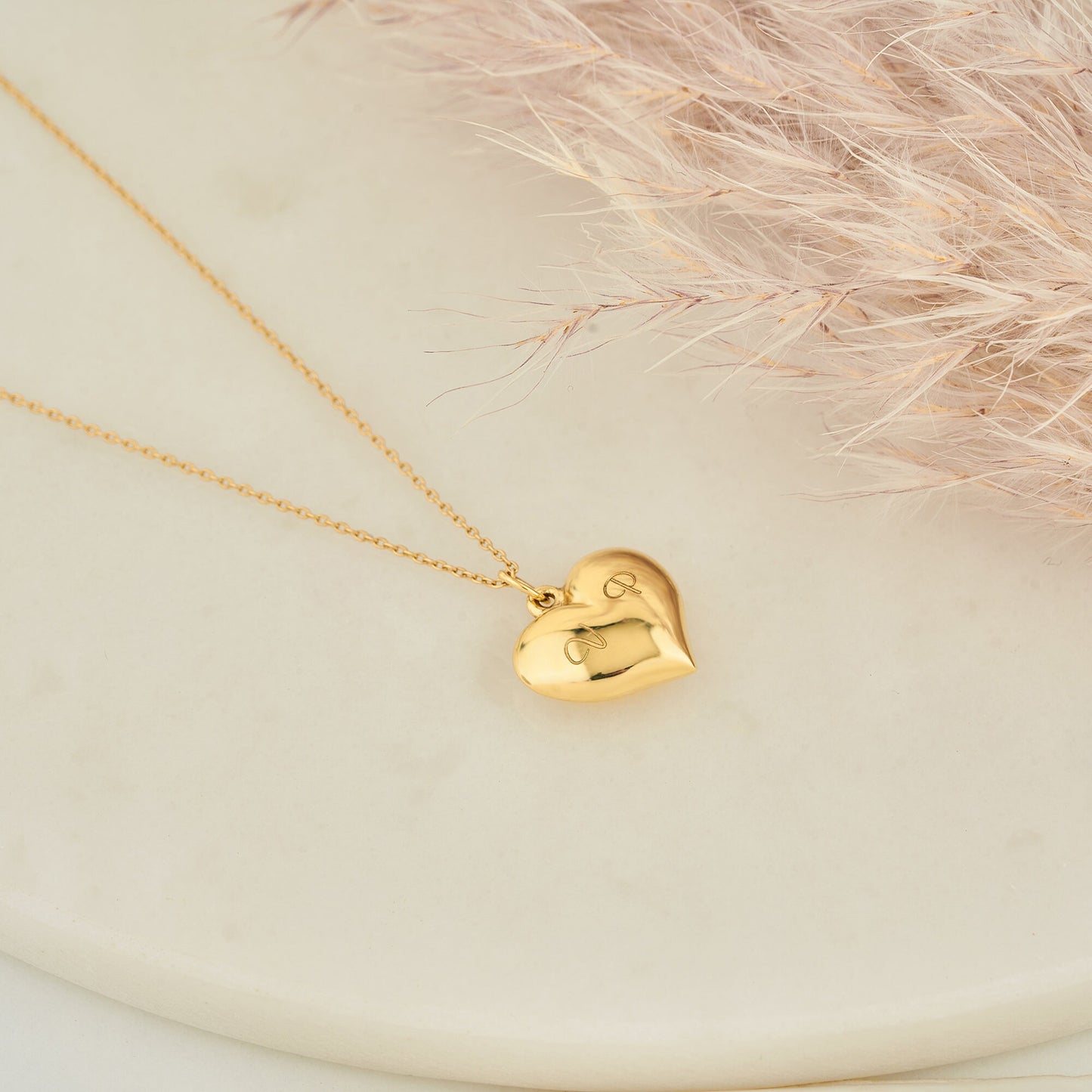 14K Gold Heart Necklace, Personalized Heart Necklace, Dainty Gold Heart Necklace, Solid Gold Necklace, Handmade Jewelry, Mothers Day Gift