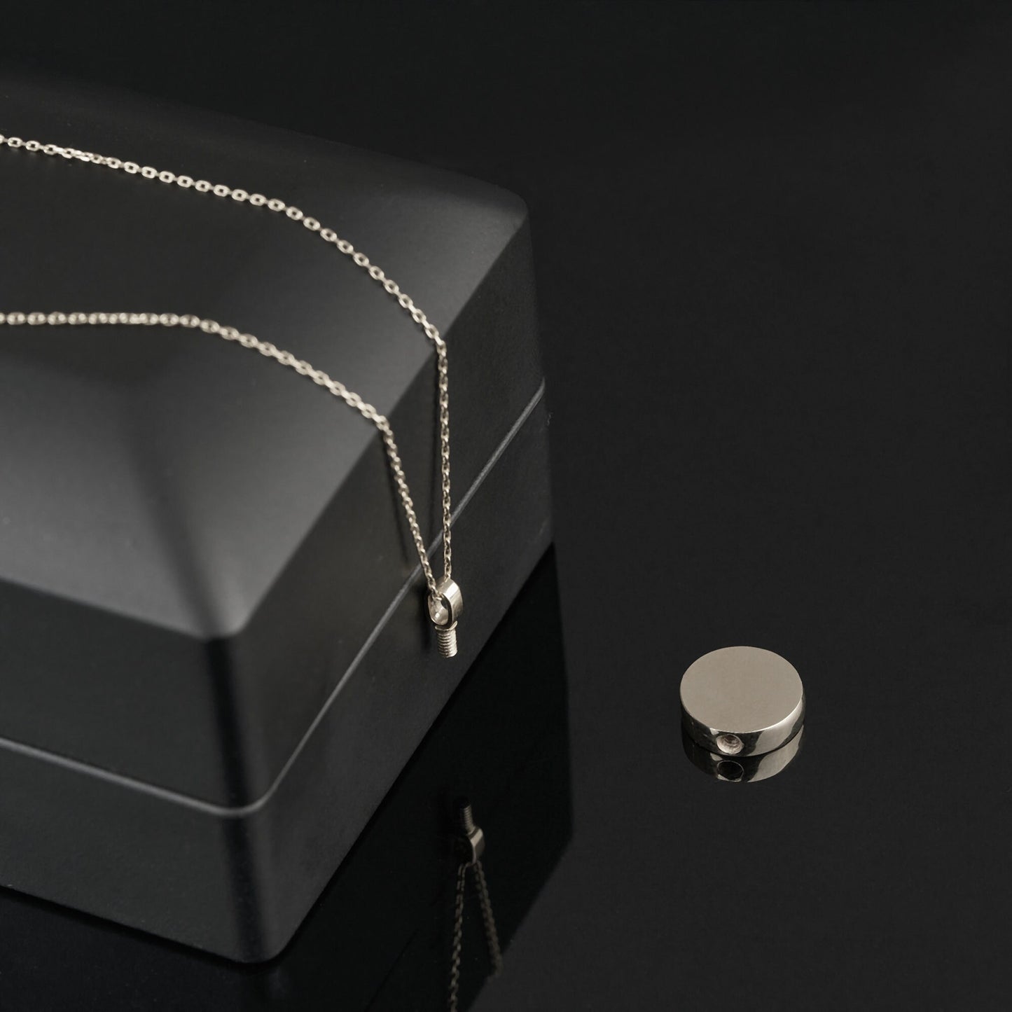 Silver chain necklace with a pendant, ideal for a Personalized 14K Gold Cremation Urn Necklace
