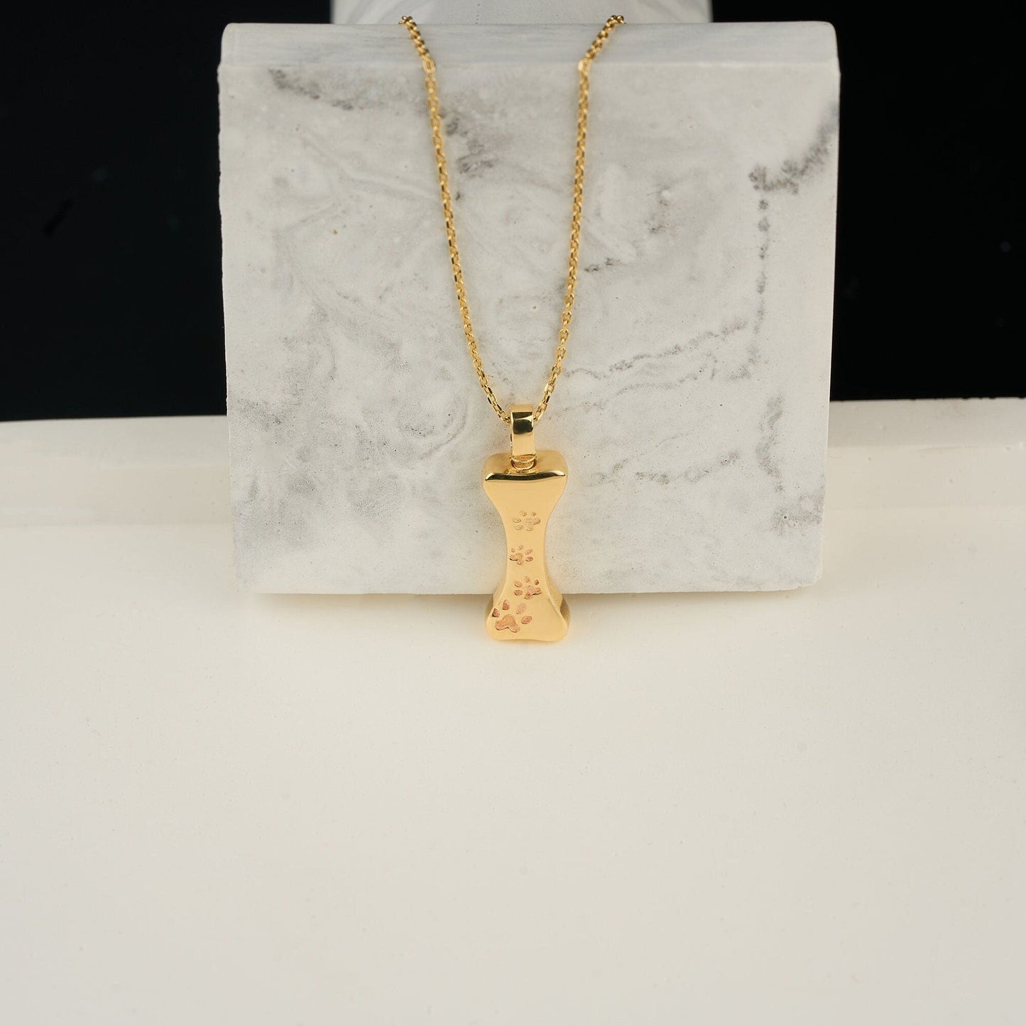 Personalized Ash Holder Bone Pendant Sterling Silver Pet Ashes Necklace Gold Cremation Dog Loss Jewelry