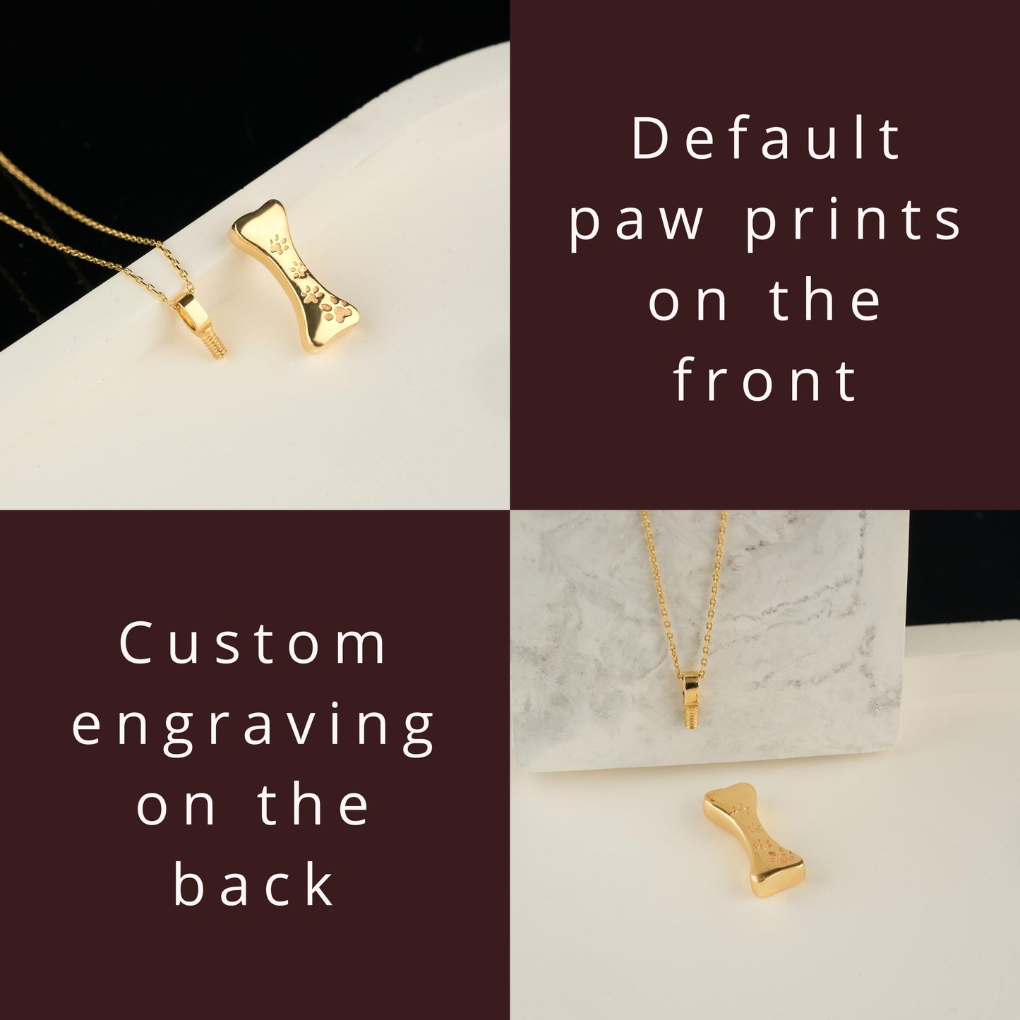 Pet Urn Necklace Silver Bone Cremation Jewelry Ashes Pendant for Pets Custom Wearable Dog and Cat Dainty