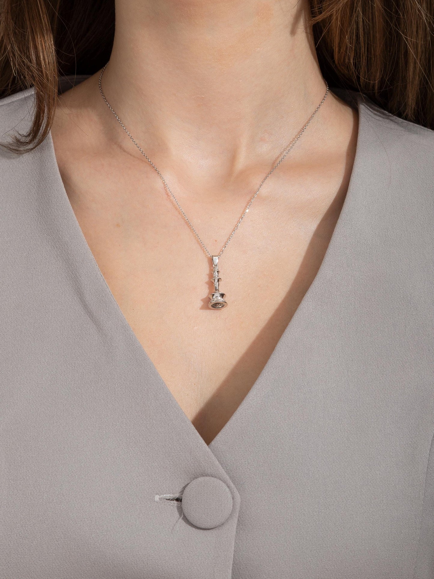 Sterling Silver Chess Necklace Queen Piece Pendant 3D Jewelry for Players Queen’s Gambit Gift Lovers Master Accessory