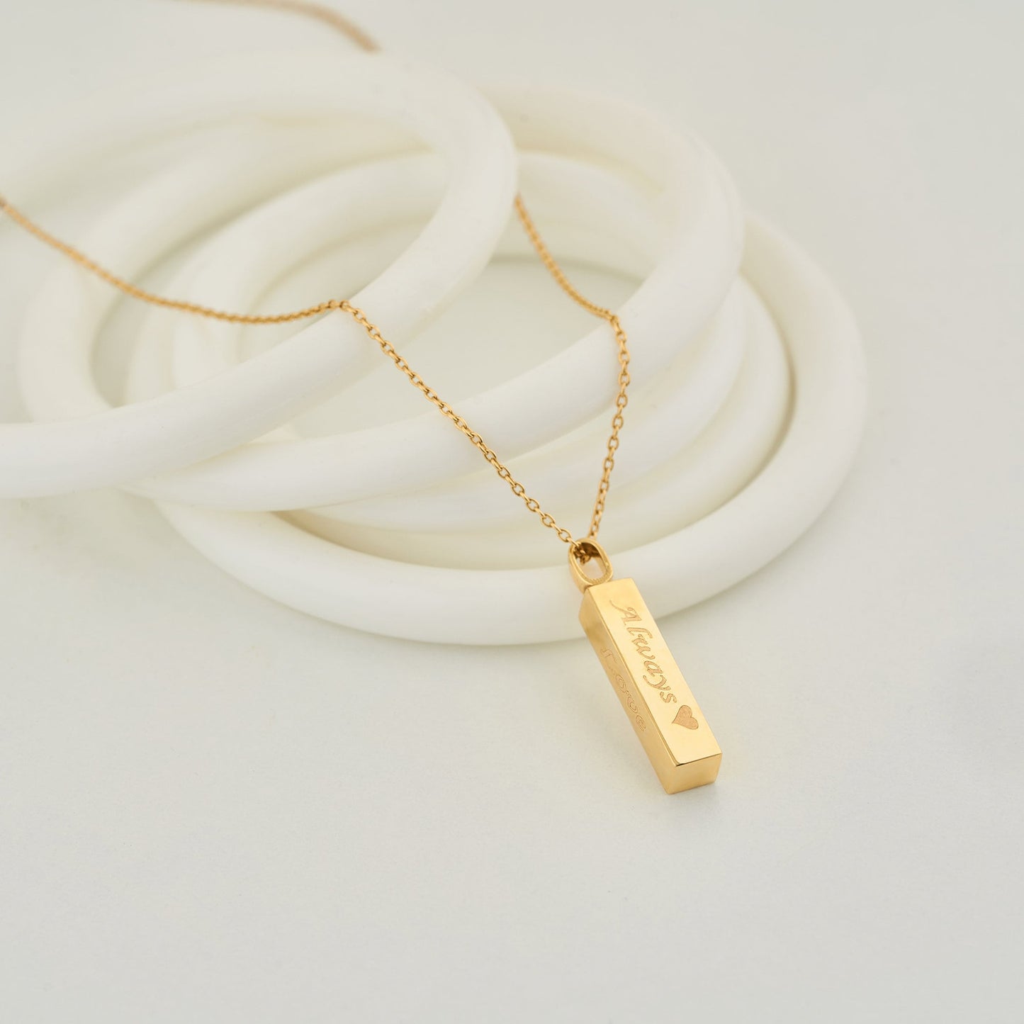 Solid Gold Bar Cremation Urn Necklace 14K for Ashes Pet Loss Ash Holder