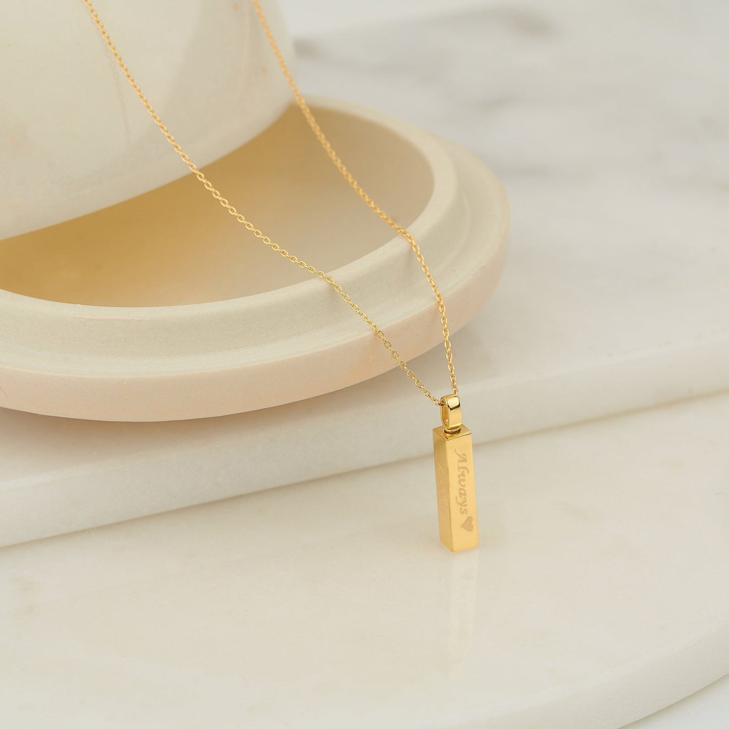 Solid Gold Bar Cremation Urn Necklace 14K for Ashes Pet Loss Ash Holder