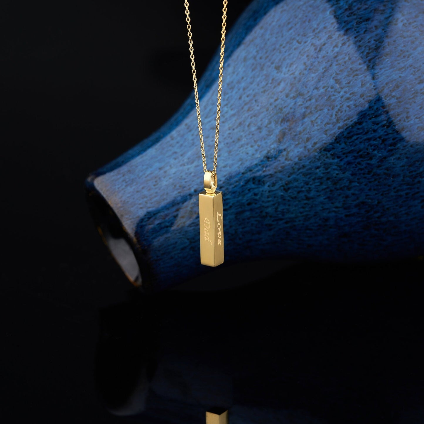 Solid Gold Bar Cremation Urn Necklace 14K for Ashes Pet Loss Ash Holder