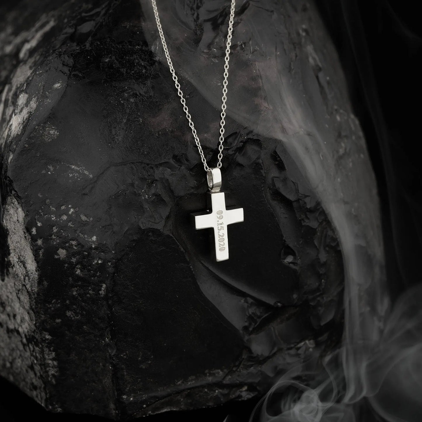 Sterling Silver Cross Pendant on Delicate Extension Chain Urn Necklace