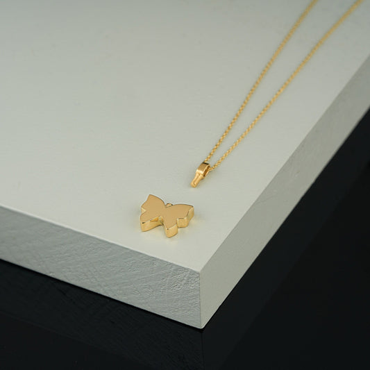 14K Butterfly Urn Gold Necklace for Ashes Personalized Ash Holder Mom&Dad Loss Memorial Keepsake Pendant