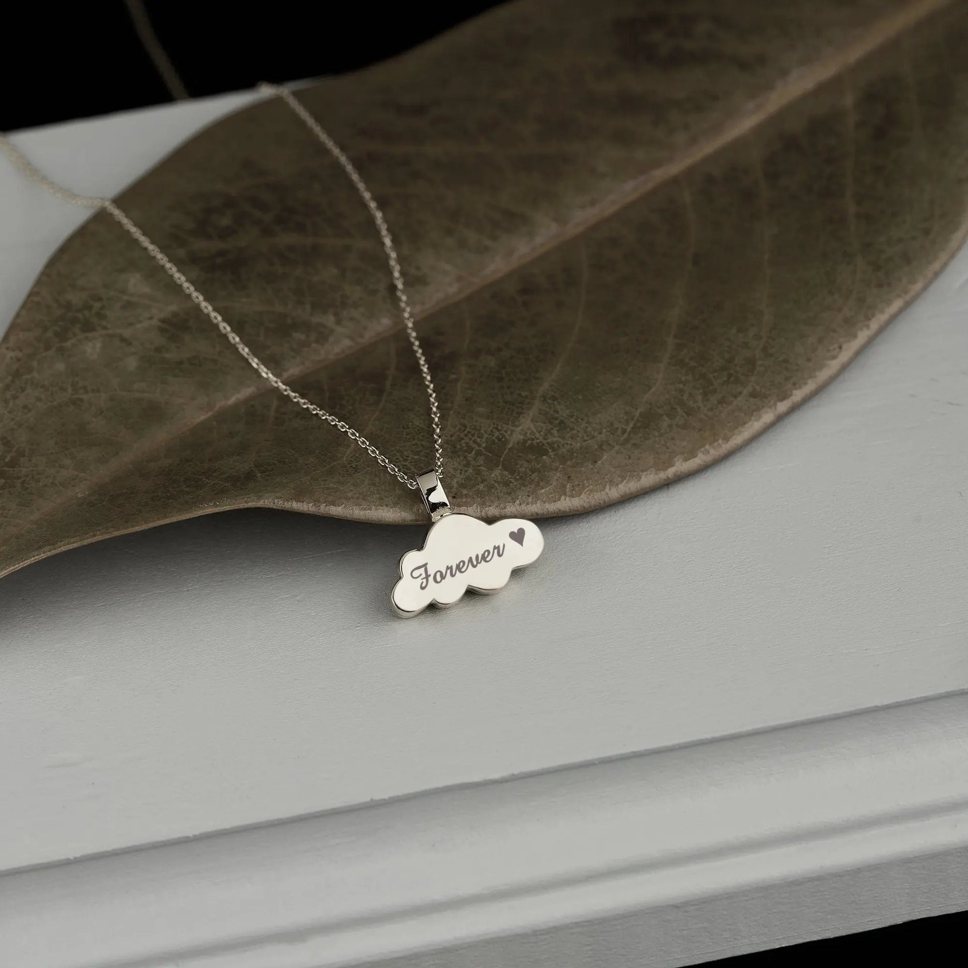 14K Gold Cloud Urn Necklace for Ashes White Gold Pendant (No Chain)