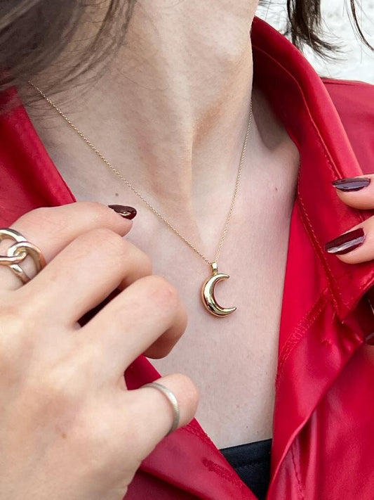 Delicate 14K Gold Crescent Pendant Urn Necklace for ashes in remembrance of loved ones
