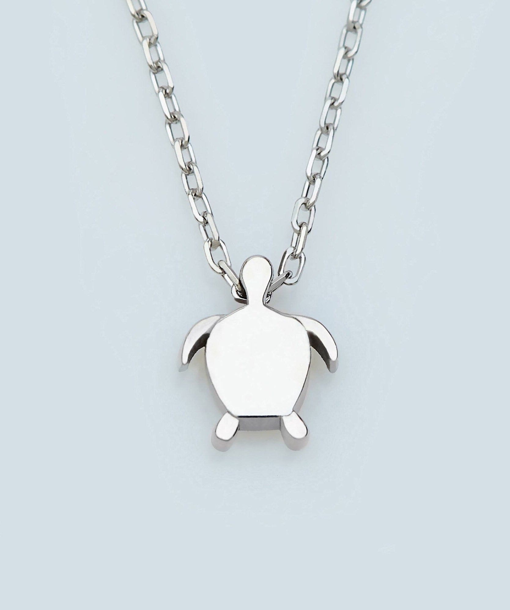 14K Gold Tiny Sea Turtle Necklace | Solid Caretta | Dainty | Thin | Handmade Jewelry