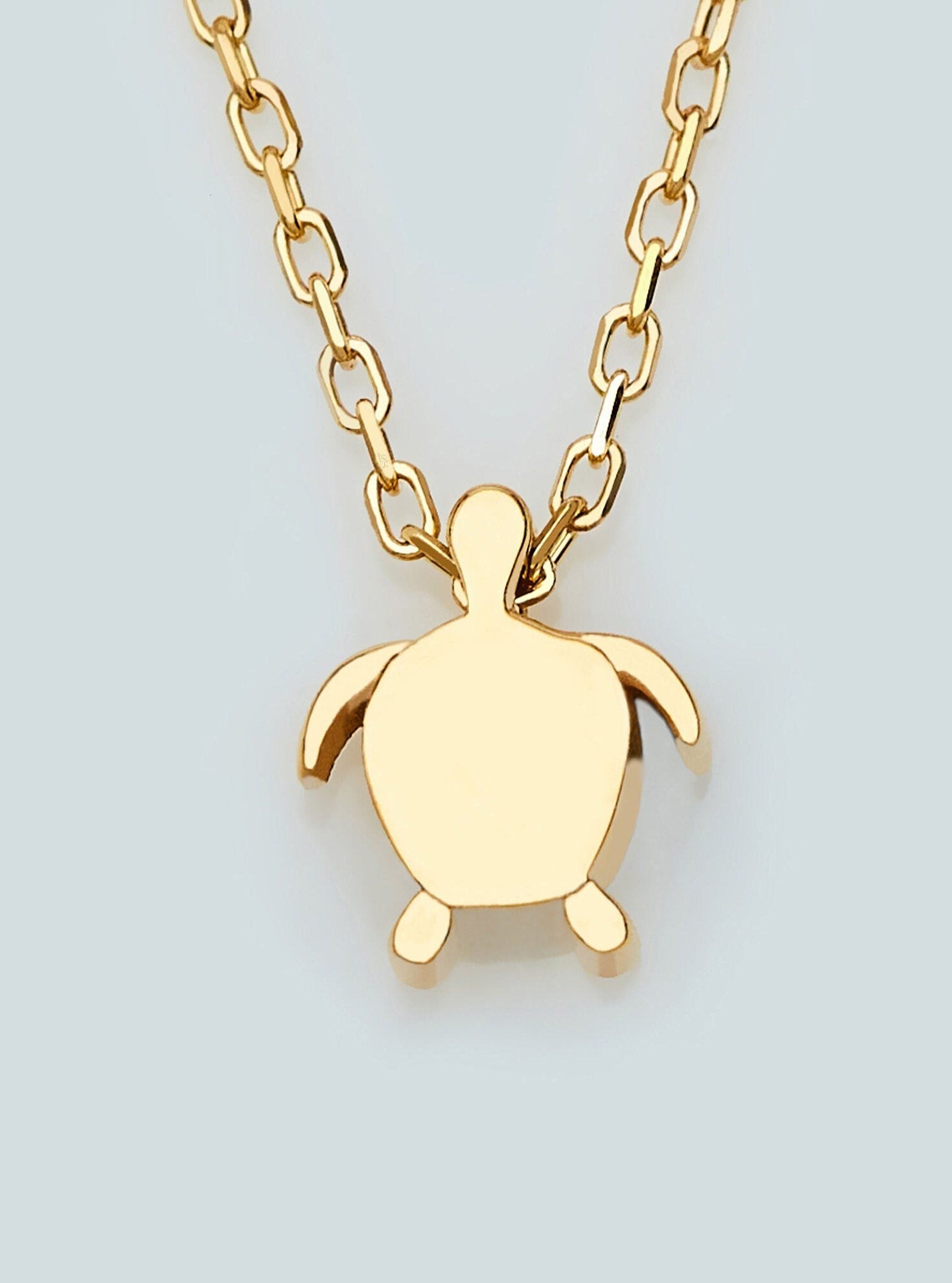 14K Gold Tiny Sea Turtle Necklace | Solid Caretta | Dainty | Thin | Handmade Jewelry