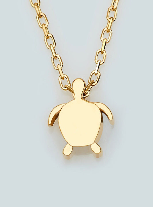 14K Gold Tiny Sea Turtle Necklace | Solid Caretta | Dainty | Thin | Handmade Jewelry