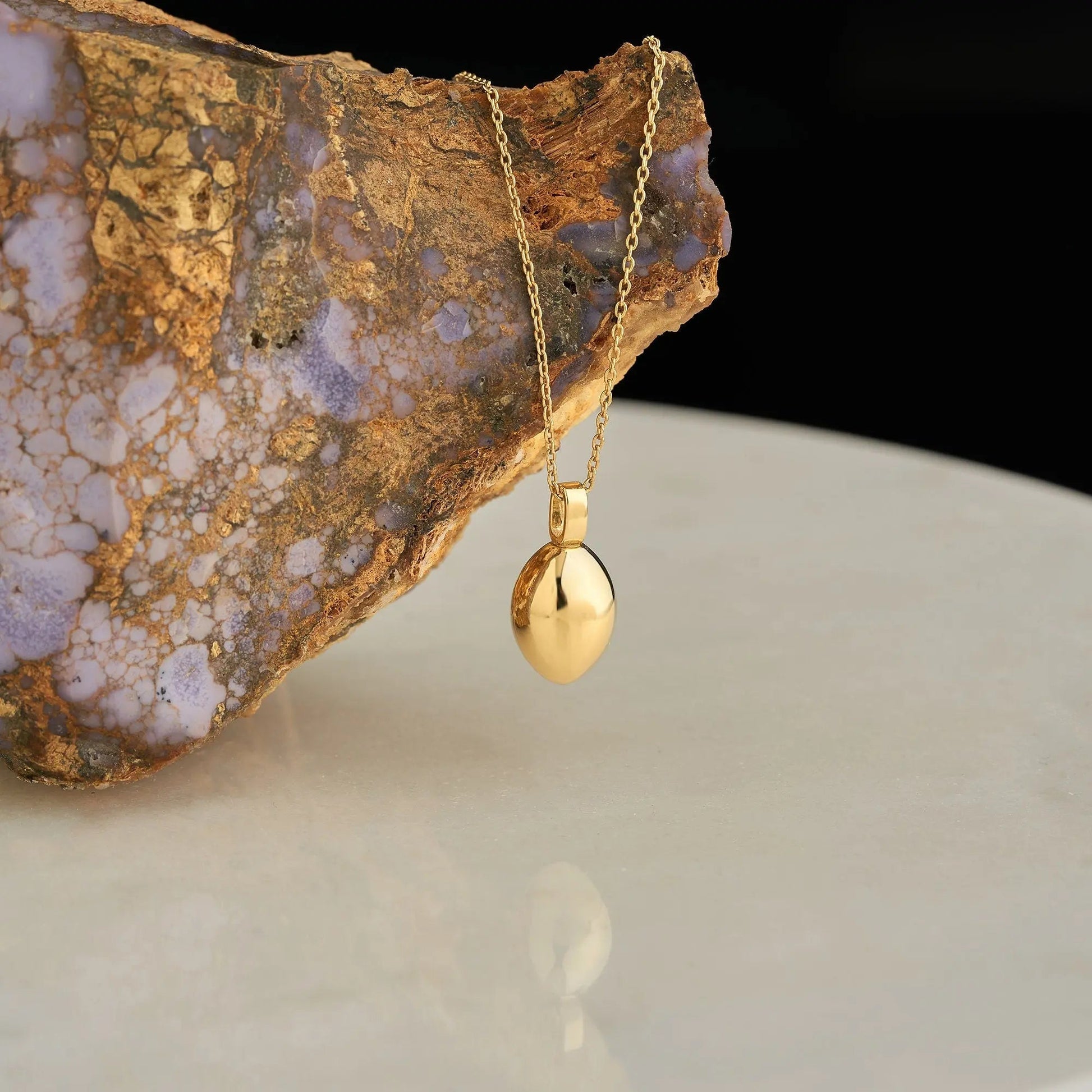 Cremation Urn Necklace 14K Solid Gold Pendant, Personalized Necklace for Ashes, Mom&Dad Loss Necklace, Memorial Necklace, Pet Ashes Necklace