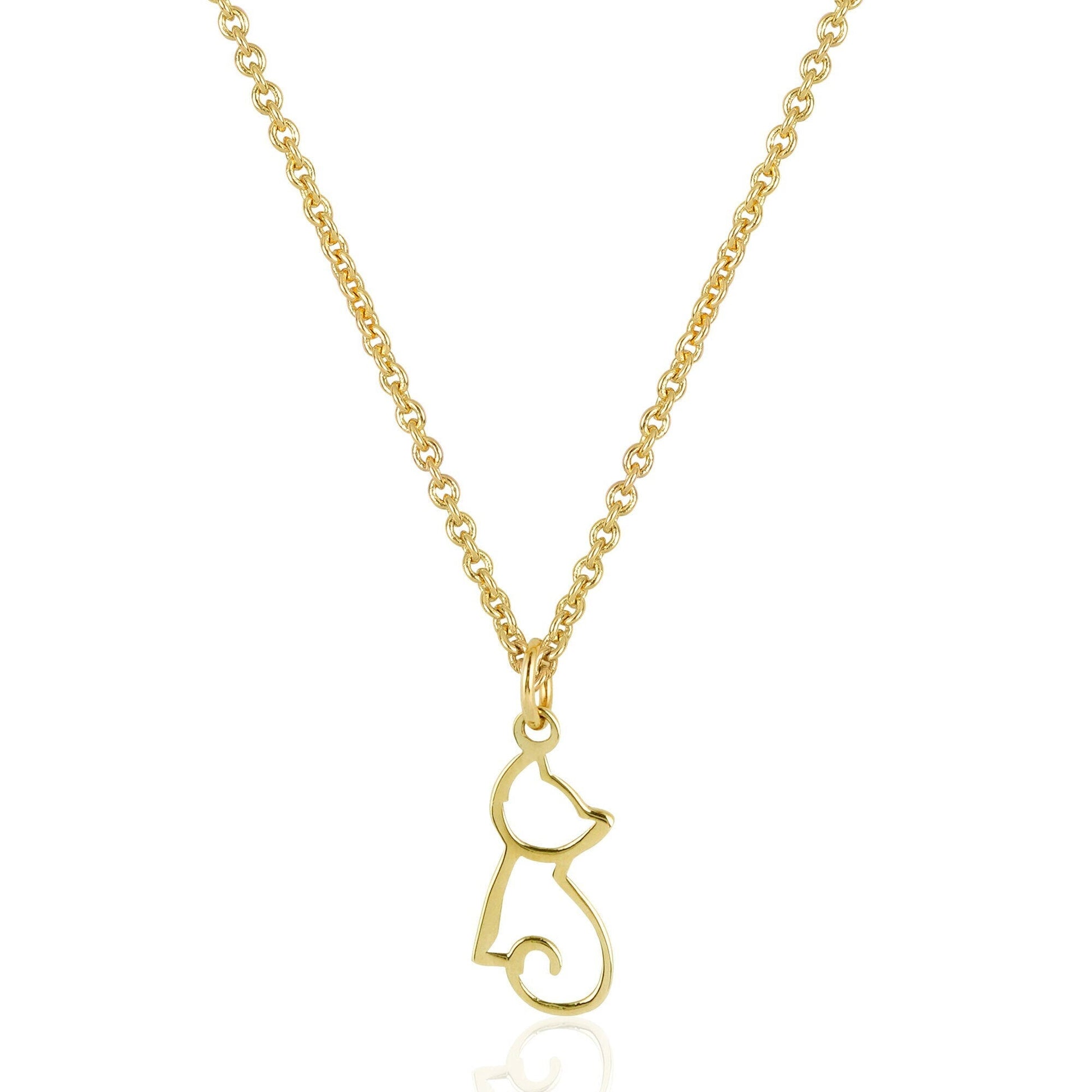 Cat Pendant 14K Solid Gold | Dainty Necklace | Themed Gift | Charm | Lovers | Memorial