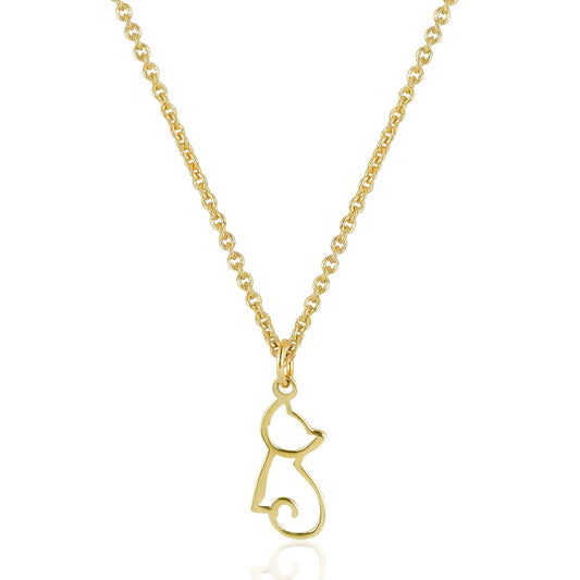 Cat Pendant 14K Solid Gold | Dainty Necklace | Themed Gift | Charm | Lovers | Memorial