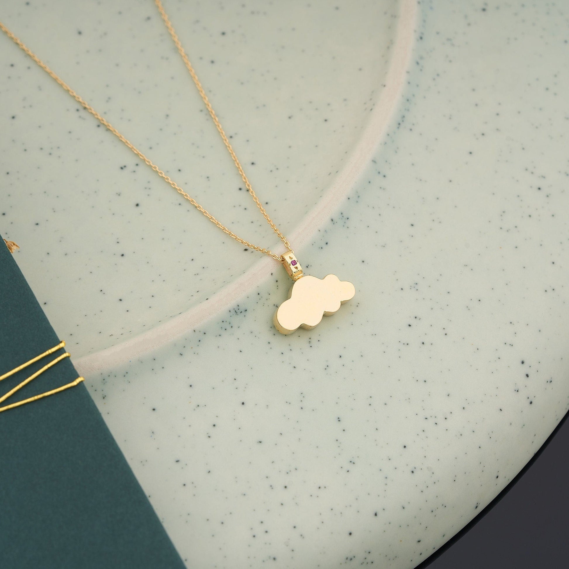 Cloud Urn Necklace Birthstone Silver Cremation Jewelry Custom Pendant for Human Pet Ashes Loss Gift