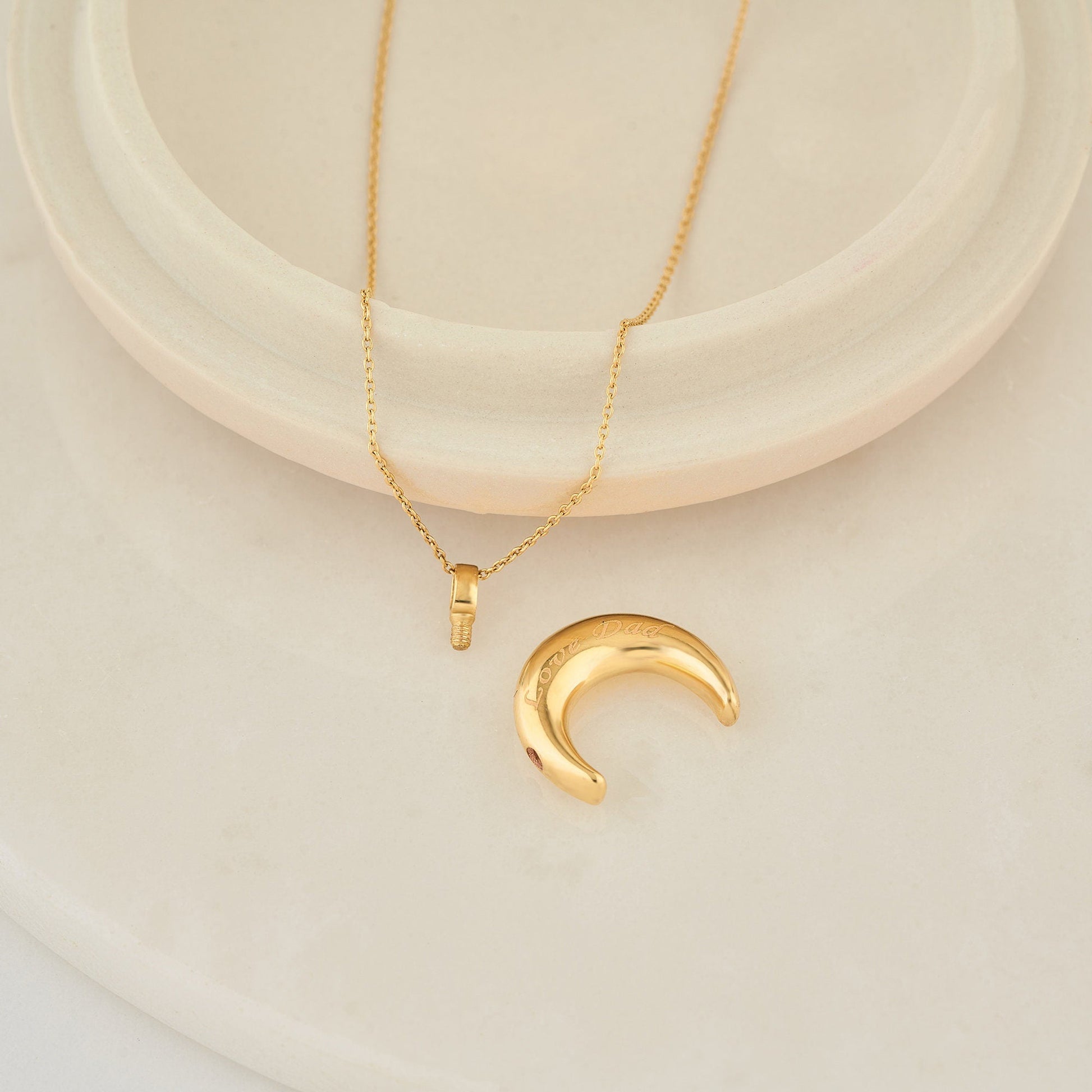 Crescent Moon Urn Necklace for Ashes Silver Cremation Pendant Pet Memorial Keepsake Ash