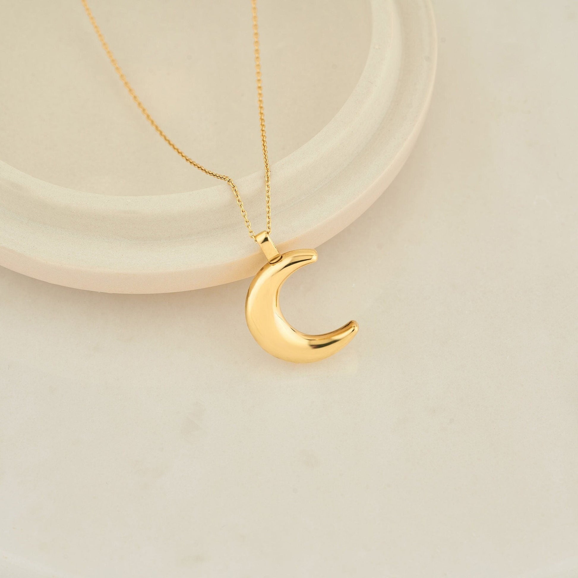 Crescent Moon Urn Necklace for Ashes Silver Cremation Pendant Pet Memorial Keepsake Ash