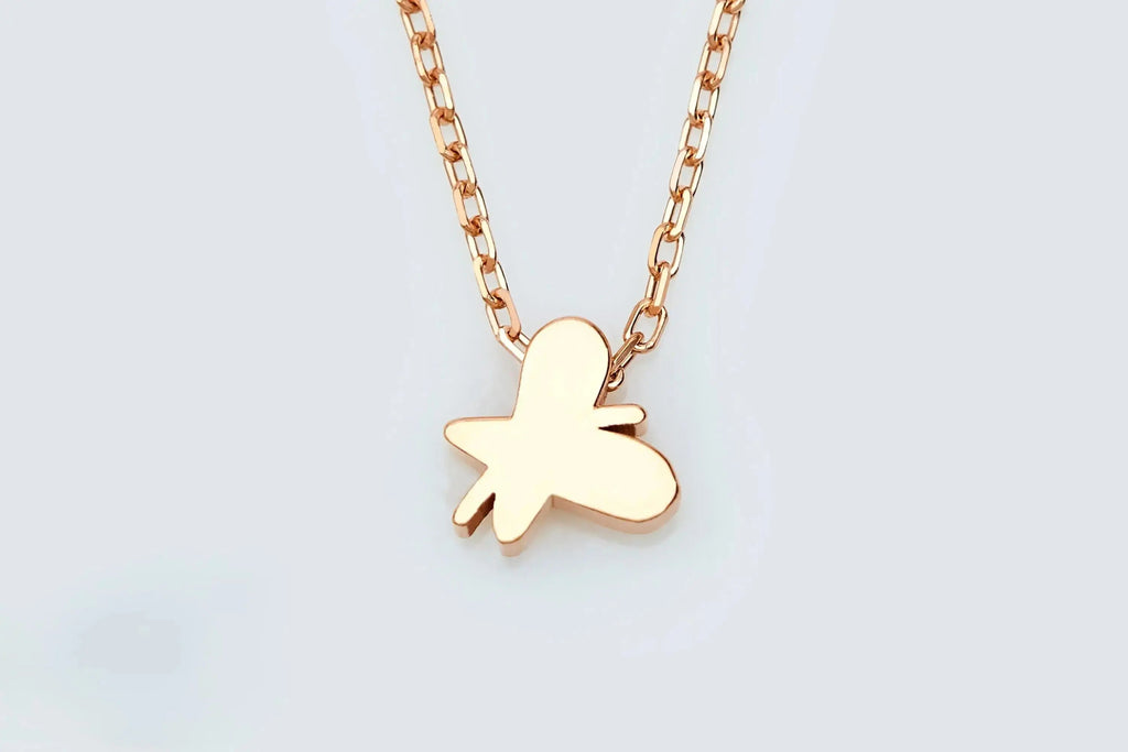 14k Gold Butterfly Necklace | Tiny Dainty Pendant | Minimalist Animal Jewelry | Christmas Gift for Her