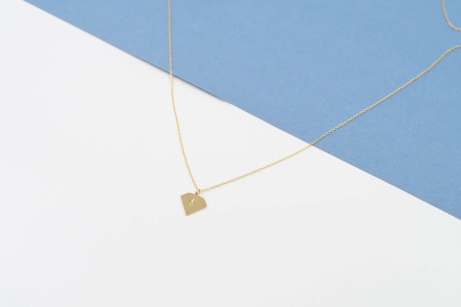 14K Diamond Necklace Solid Gold Tiny Pendant Minimalist Everyday Real Christmas Gift for Her