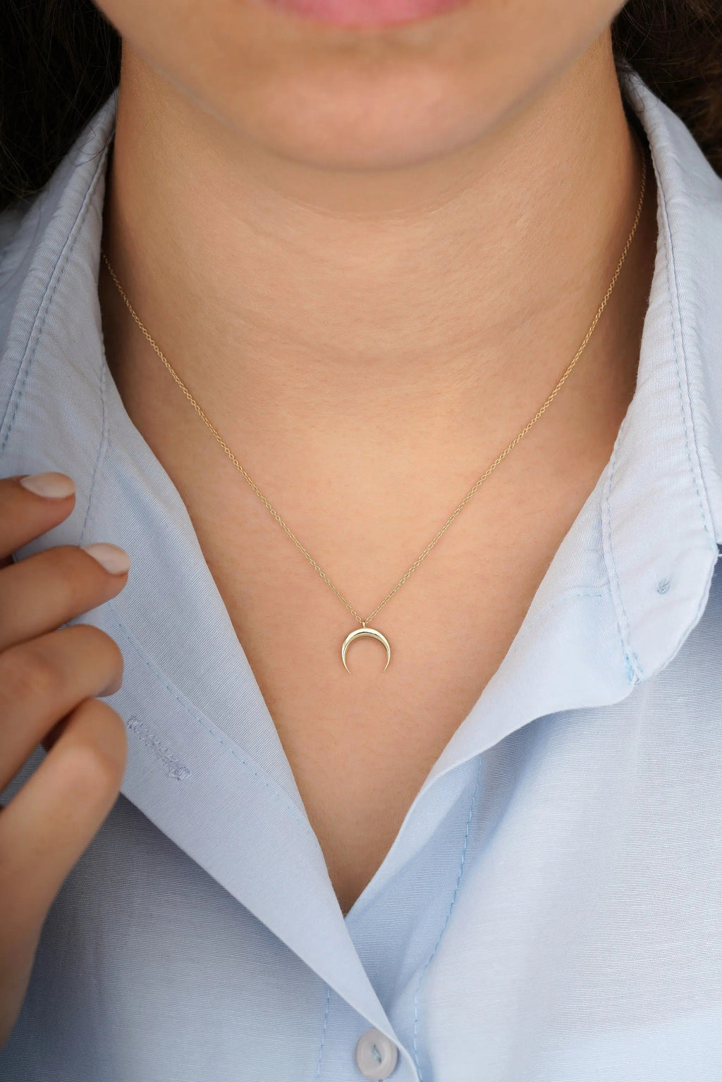 Crescent Moon Necklace 14K Solid Gold | Dainty | Valentines Day Gift | Mothers