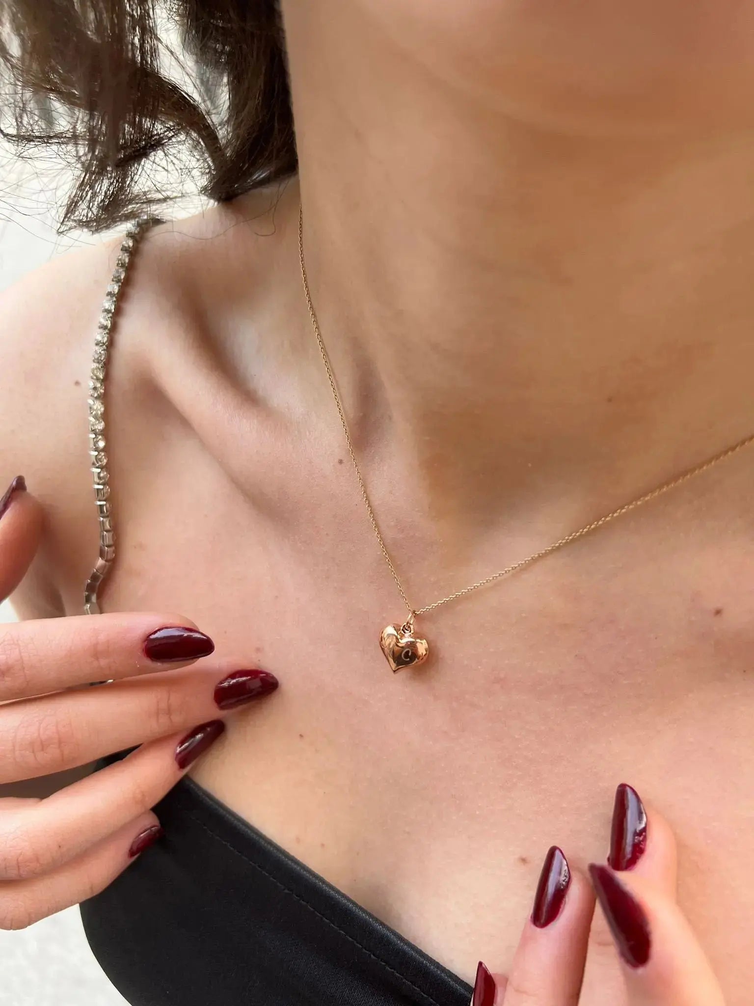 14K Gold Heart Necklace, Personalized Heart Necklace, Dainty Gold Heart Necklace, Solid Gold Necklace, Handmade Jewelry, Mothers Day Gift