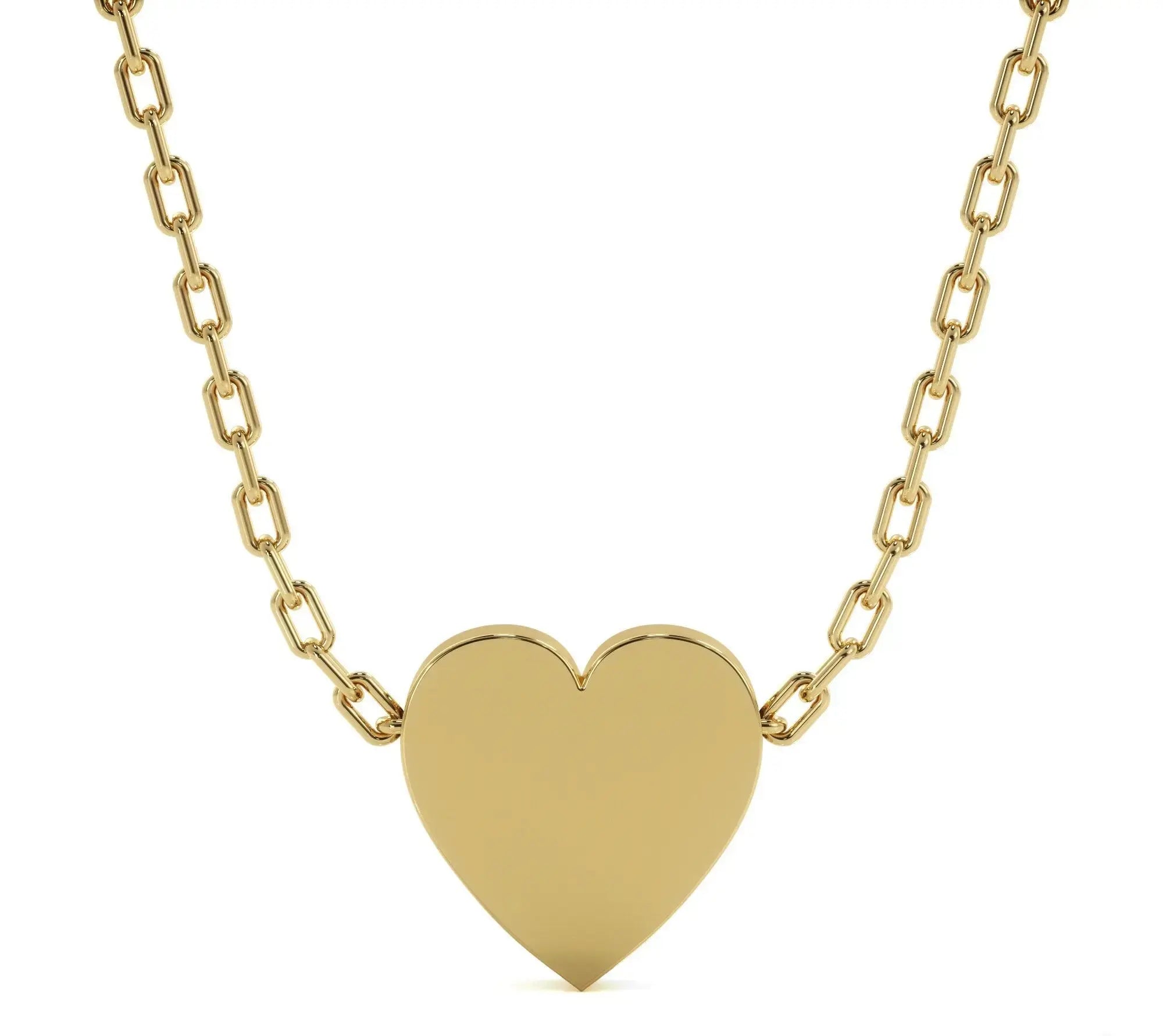 Gold heart pendant on chain necklace from Personalized Heart Necklace in 14K gold