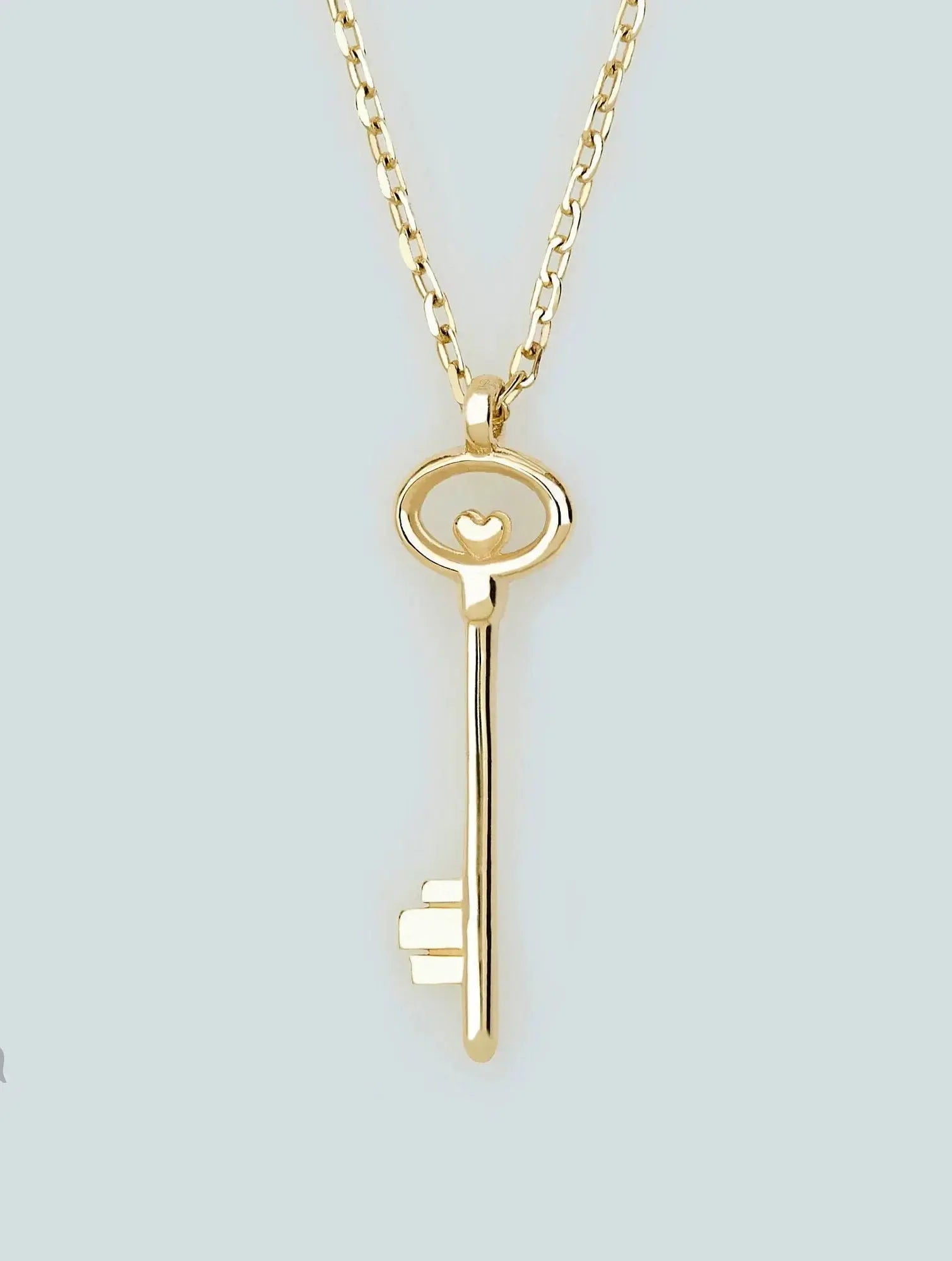 Gold key pendant on delicate chain necklace 14K solid, ideal wedding jewelry for bridesmaids