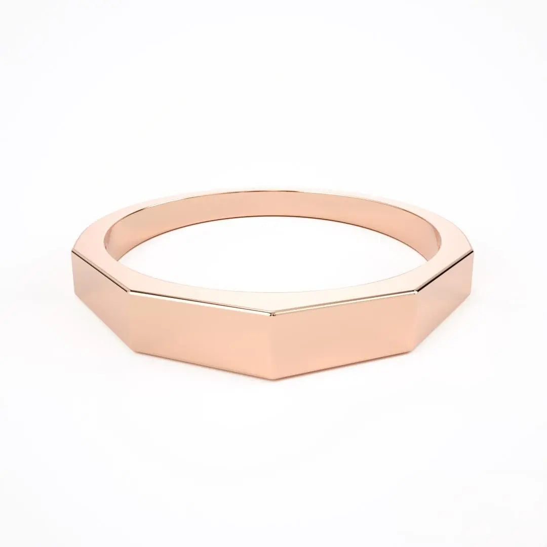 Geometric Design Ring Bolt Shape Octagon 14K Solid Gold Ring,Dainty Gift for Girlfriend Her