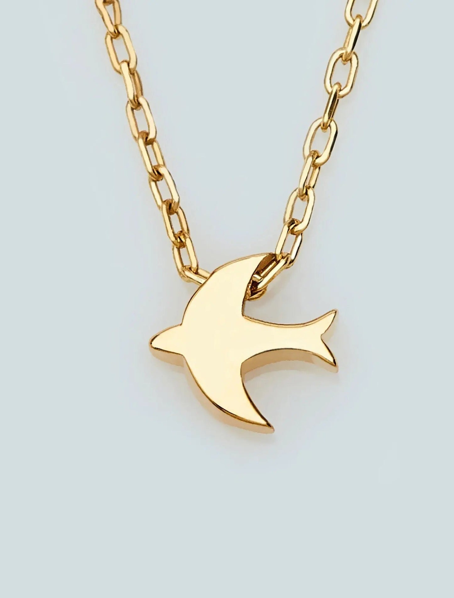 14K Gold Swallow Necklace | Solid Bird | Dainty | Tiny | Animal Pendant | Handmade Jewelry