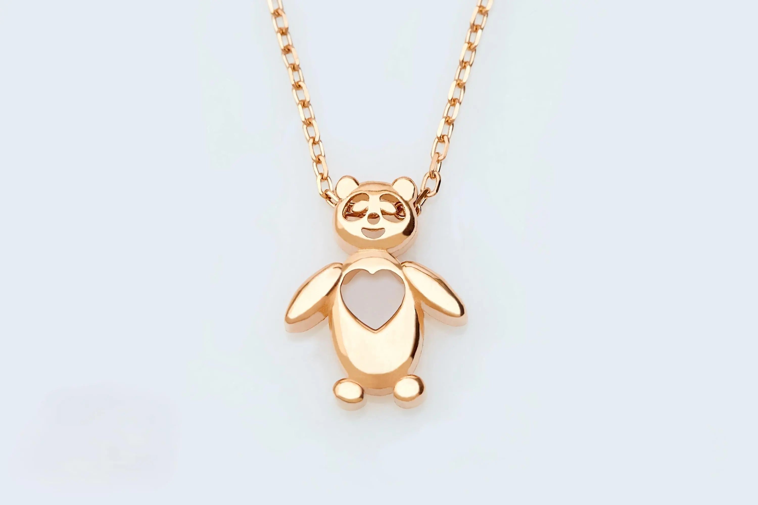 14k Gold Panda Necklace Dainty Tiny Bear Pendant in Solid Minimalist Animal Jewelry for Kids Girls or Gift Children