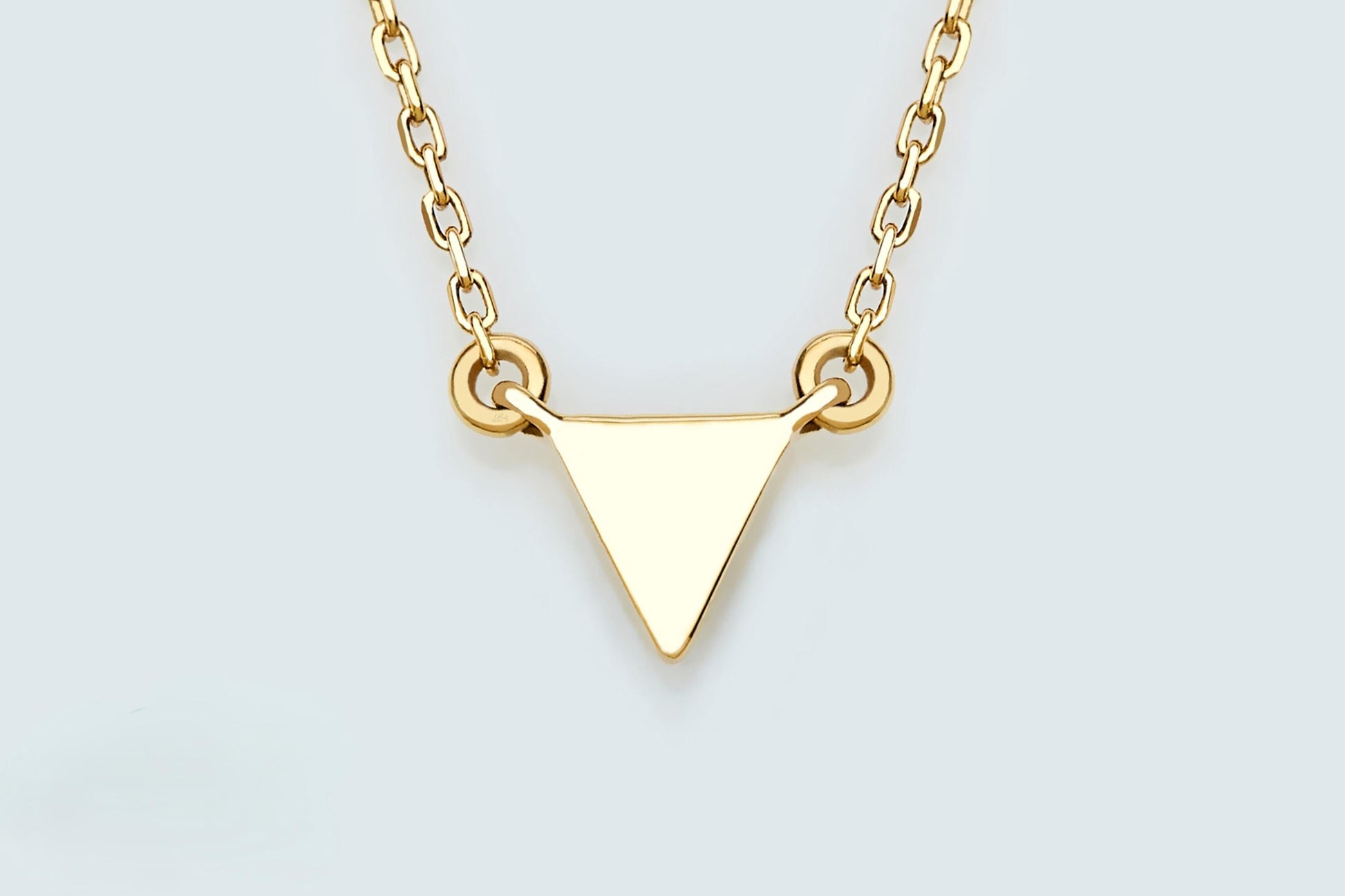 Dainty Triangle Necklace in 14k Solid Gold Simple Geometric Pendant Delicate Jewelry Great for Stacking or Birthday Gift