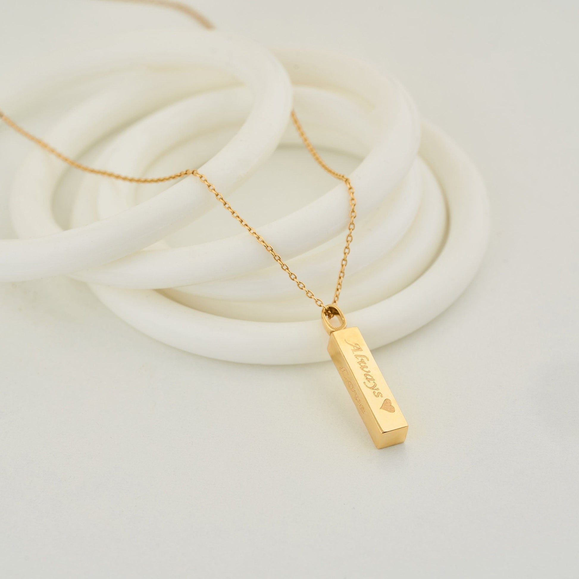 Engraved Bar Urn Necklace for Ashes Cremation Pendant Jewelry Memorial Keepsake Pet Hair Grief Gift Ash Holder
