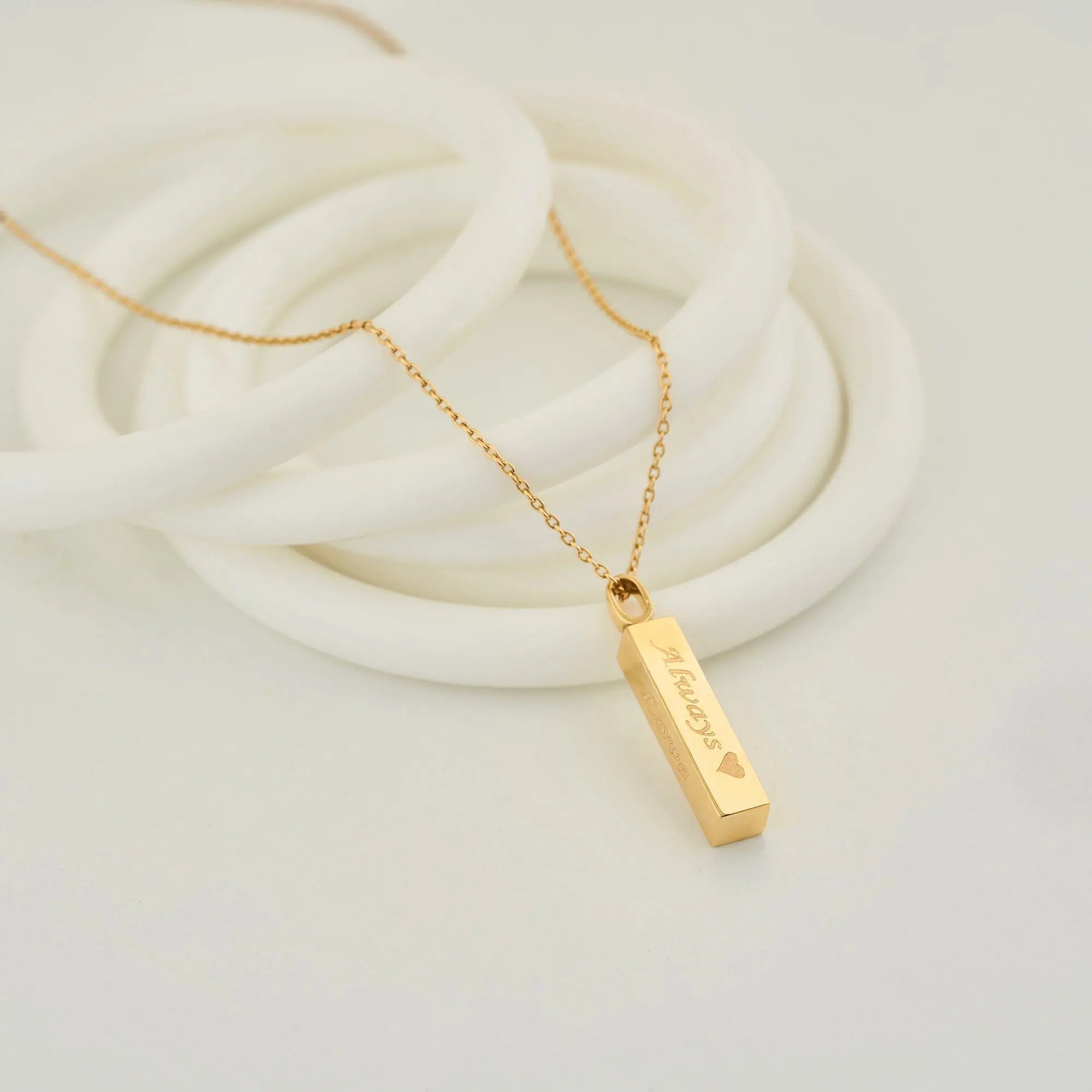 Engraved Bar Urn Necklace for Ashes Cremation Pendant Jewelry Memorial Keepsake Pet Hair Grief Gift Ash Holder