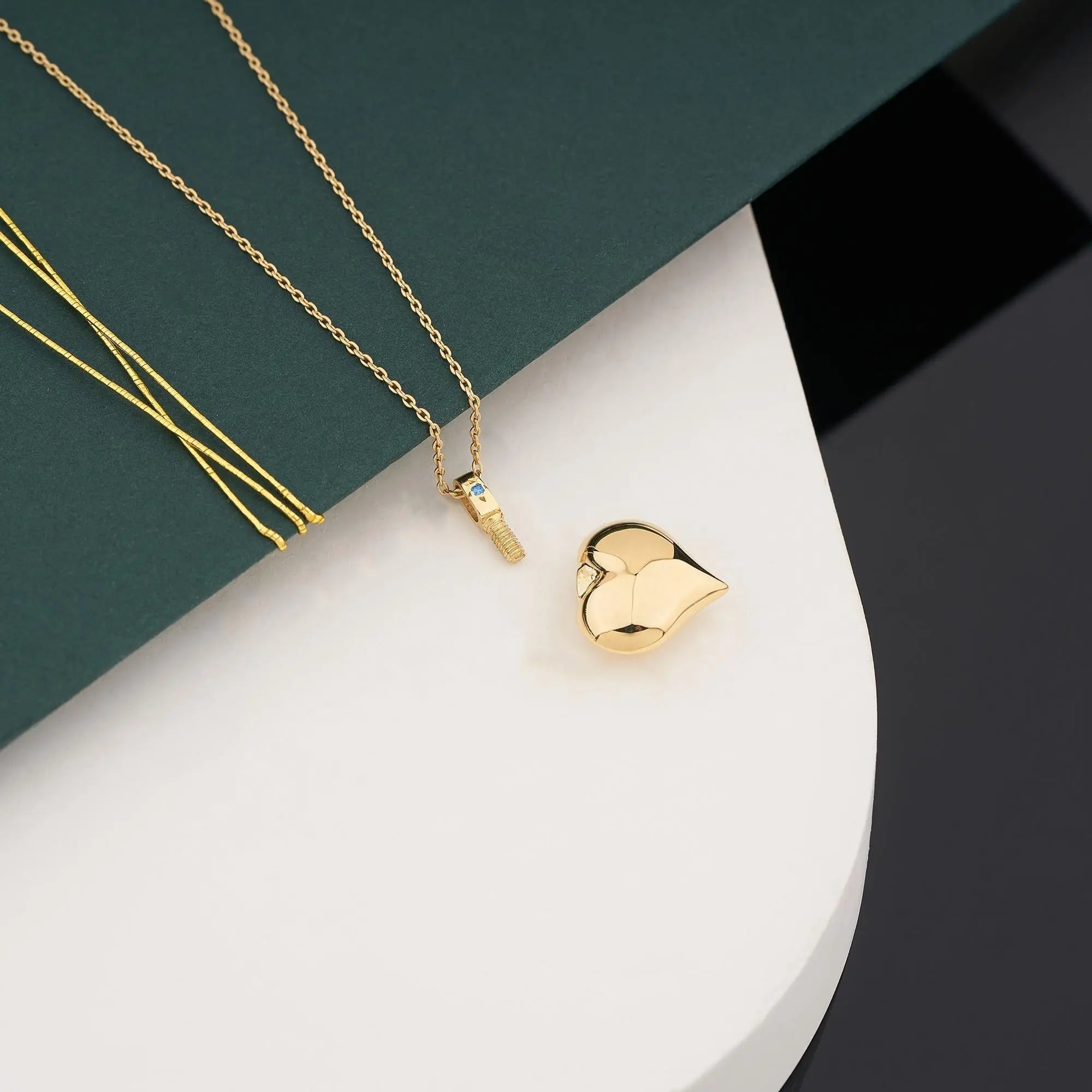 14K Gold heart urn necklace on delicate chain, personalized cremation jewelry Christmas gift