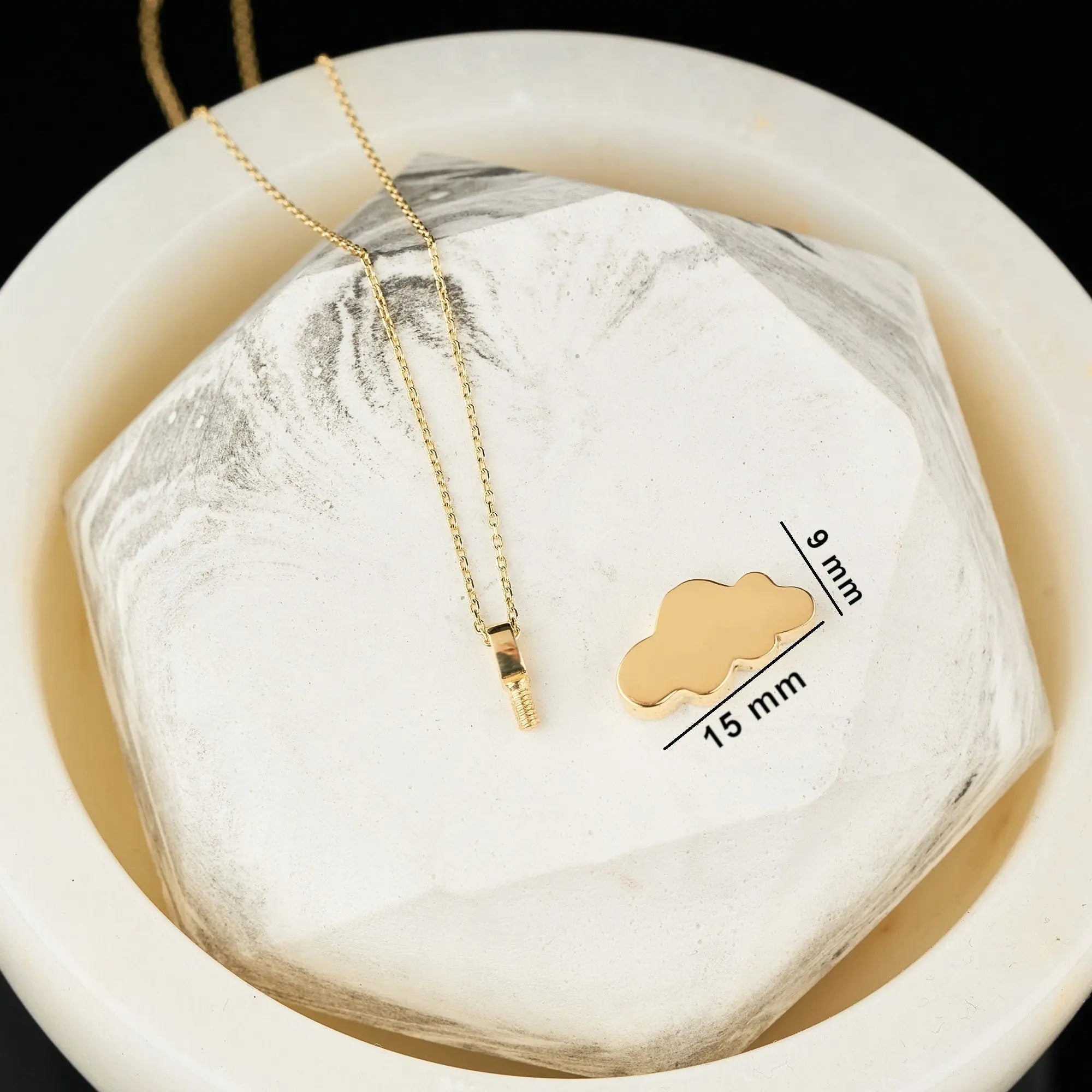 Personalized Gold Cloud Urn Necklace for Ashes 14K Cremation Mom&Dad Loss Ash Holder Pendant Memorial