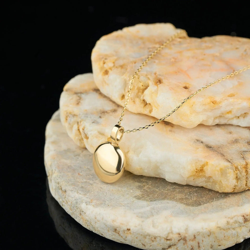 Gold locket pendant on a delicate chain for Ash Holder Round Urn cremation necklace